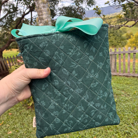 Large Book Sleeve (Green Floral)