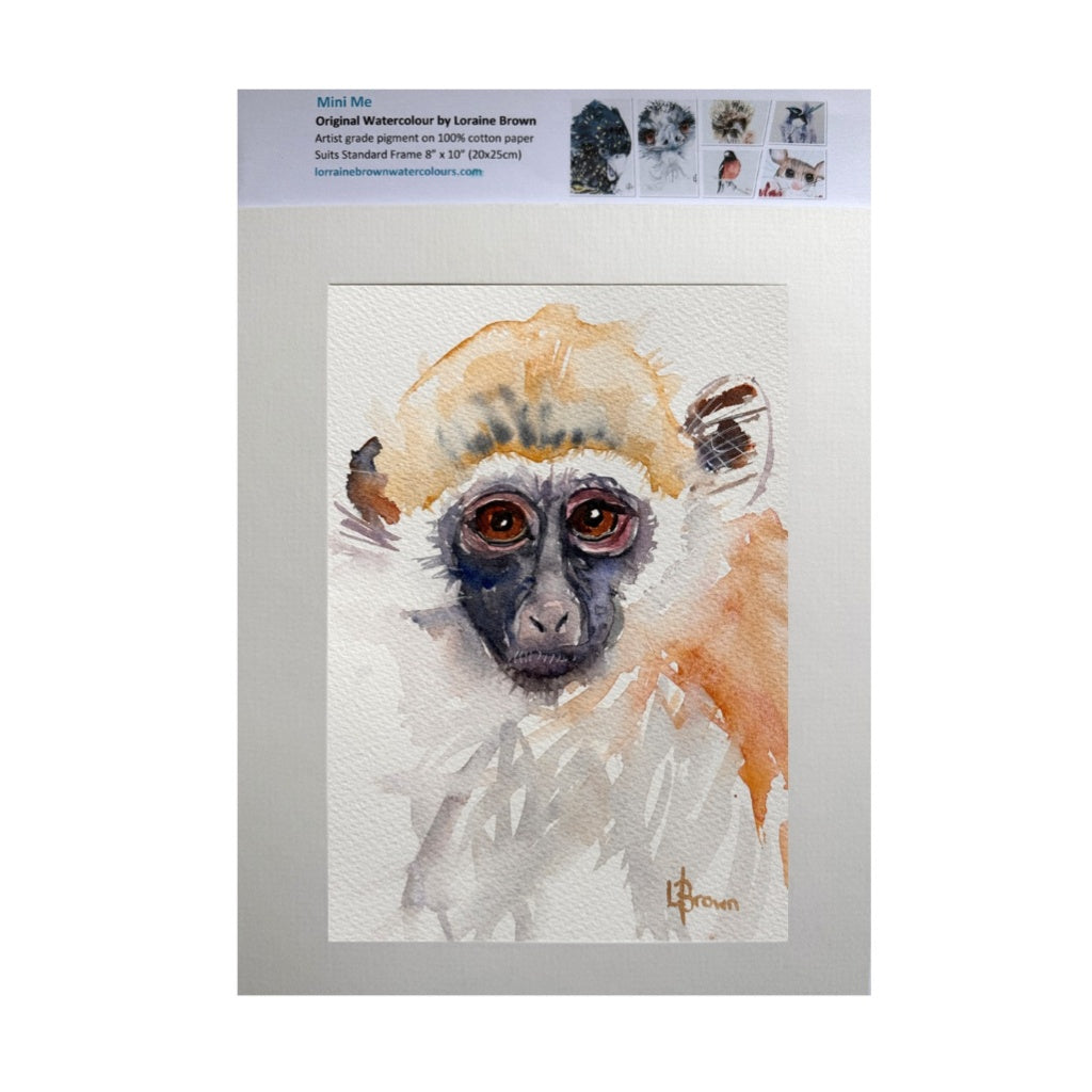 Mini Me #175 Monkey Original Watercolour Painting