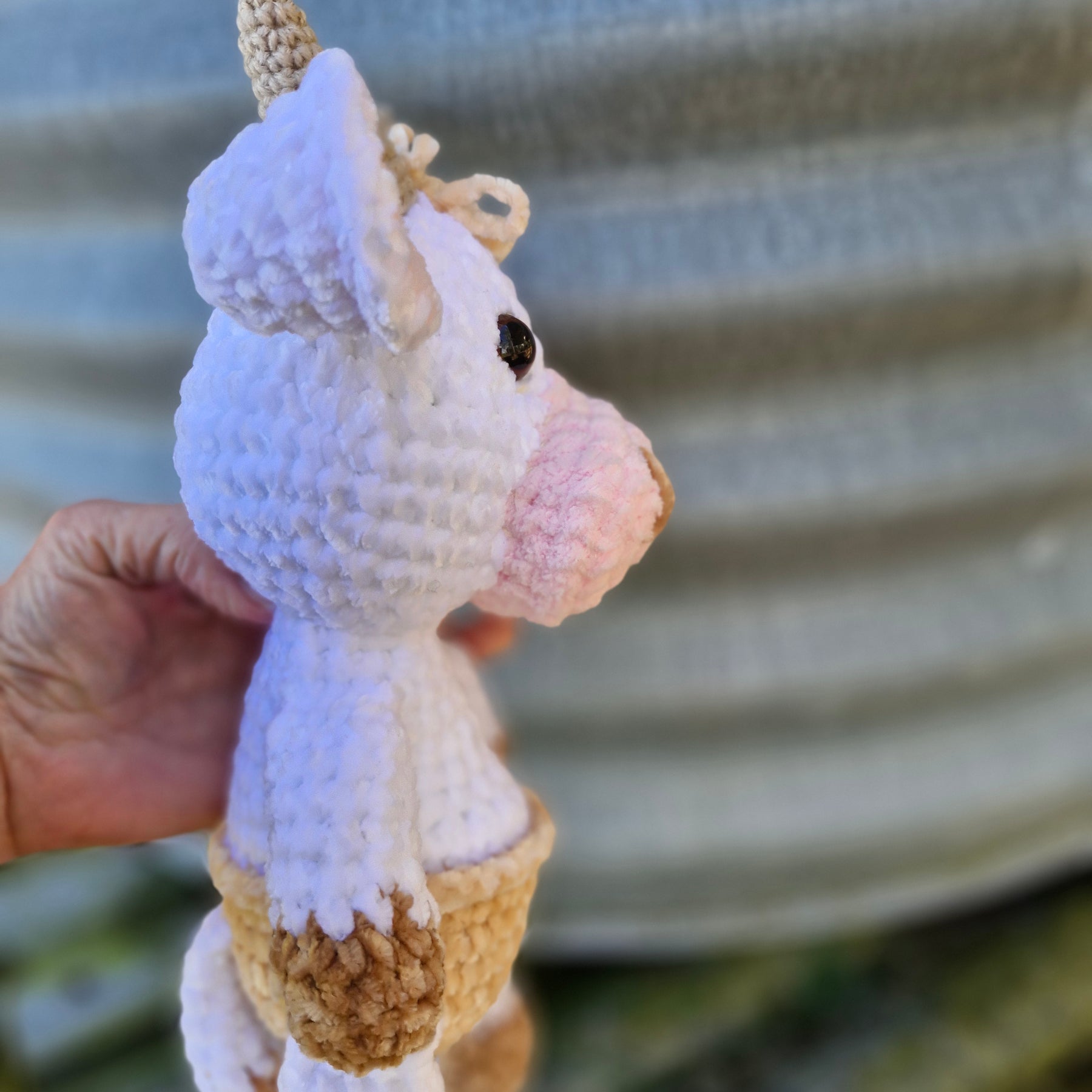 Adorable Crochet White BABY HIGHLAND COW BULL