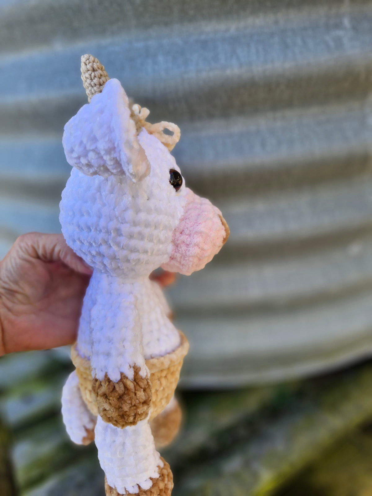 Adorable Crochet White BABY HIGHLAND COW BULL