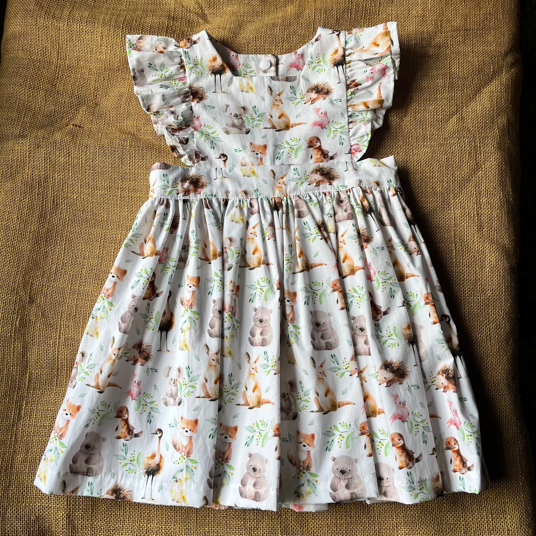 Handmade Pinafore Dress | Baby Aussie Animals | Sizes 3,4 and 5