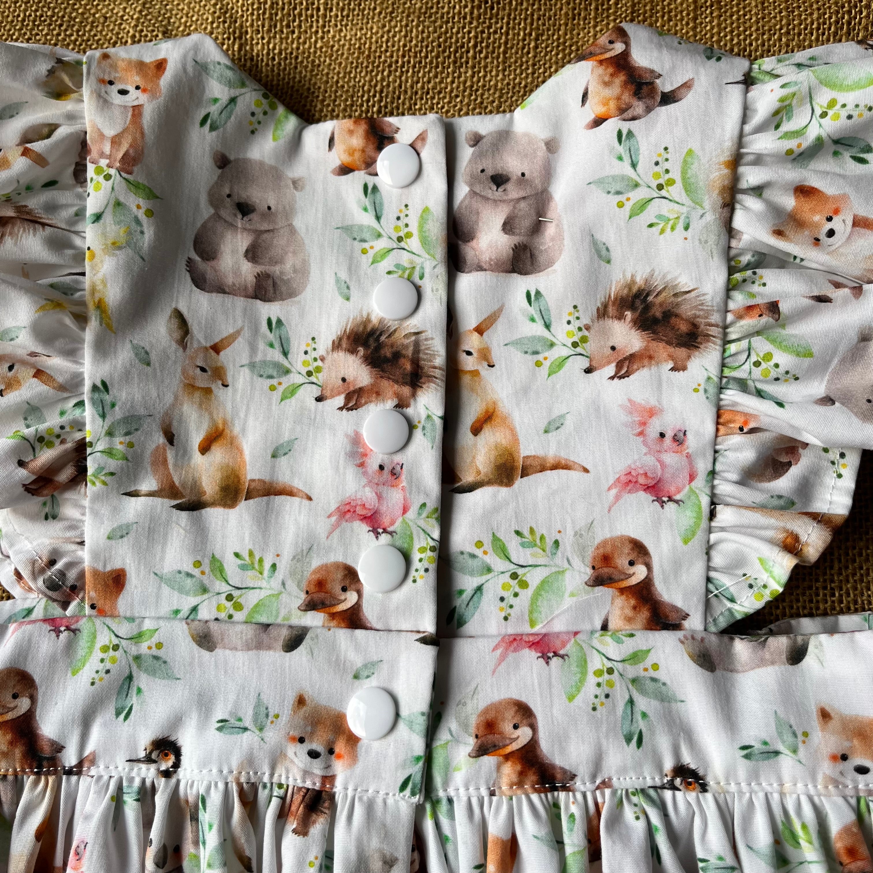 Handmade Pinafore Dress | Baby Aussie Animals | Sizes 3,4 and 5