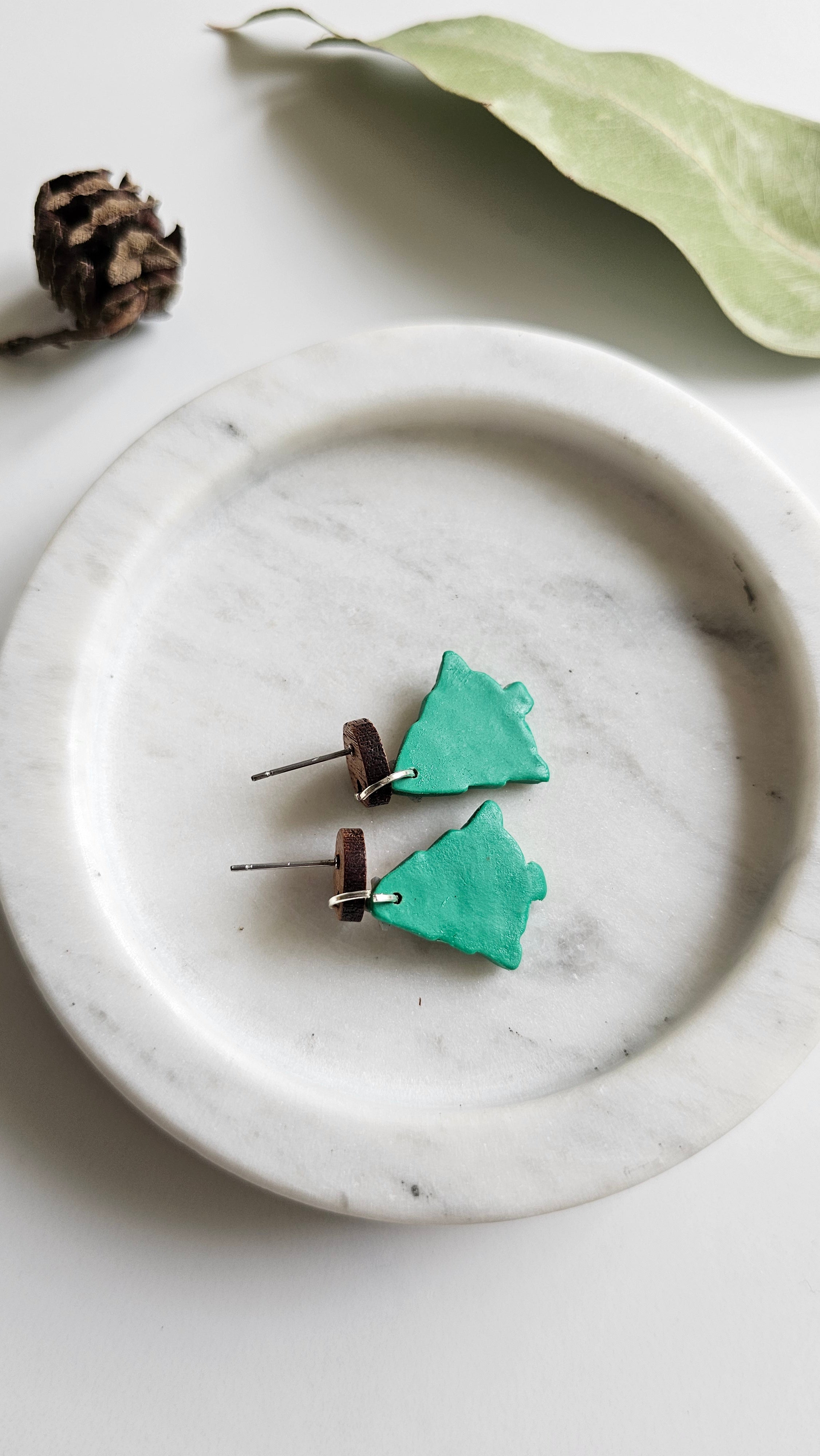 Australian Native Christmas Tree Earrings , Polymer Clay Handmade Jewelry.