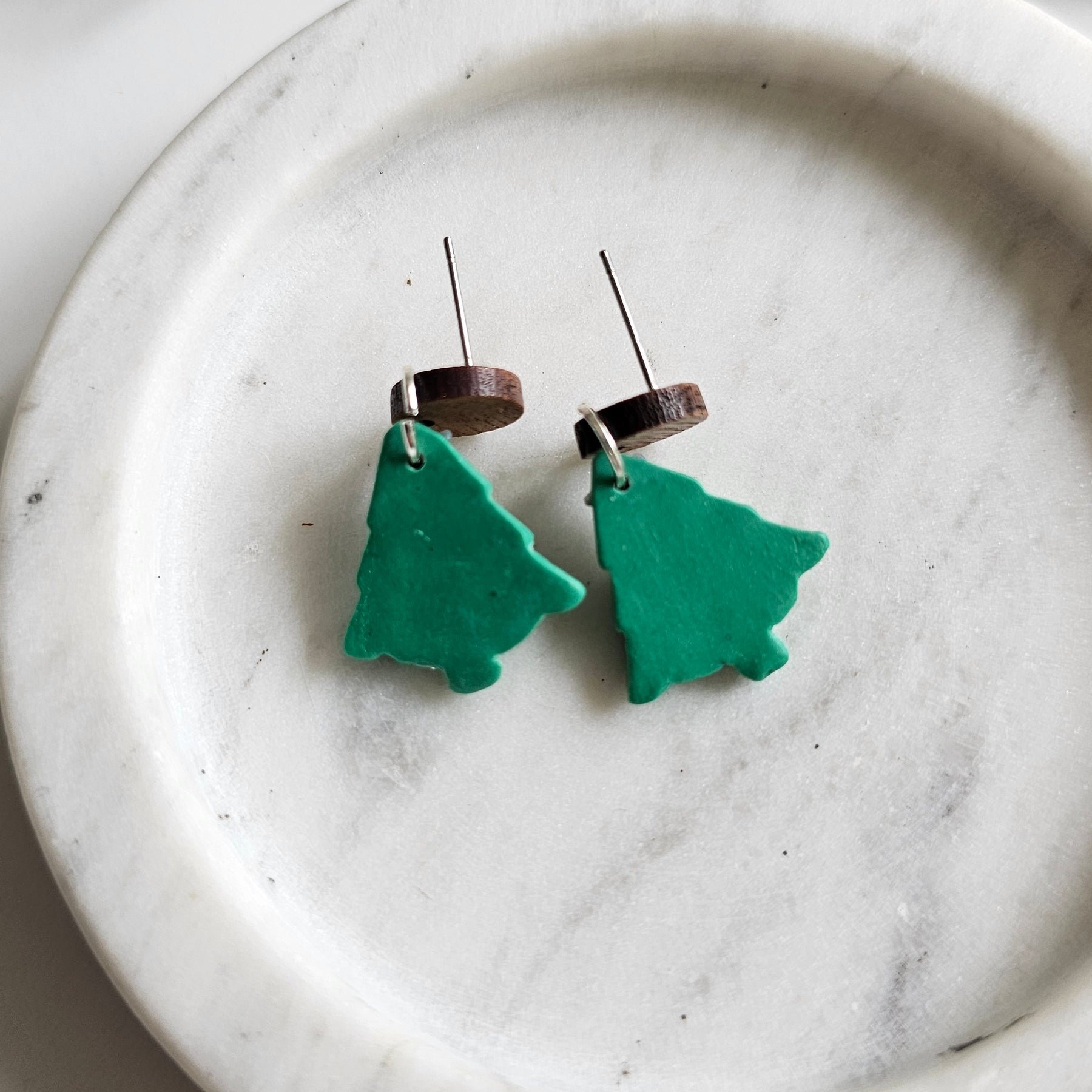 Australian Native Christmas Tree Earrings , Polymer Clay Handmade Jewelry.