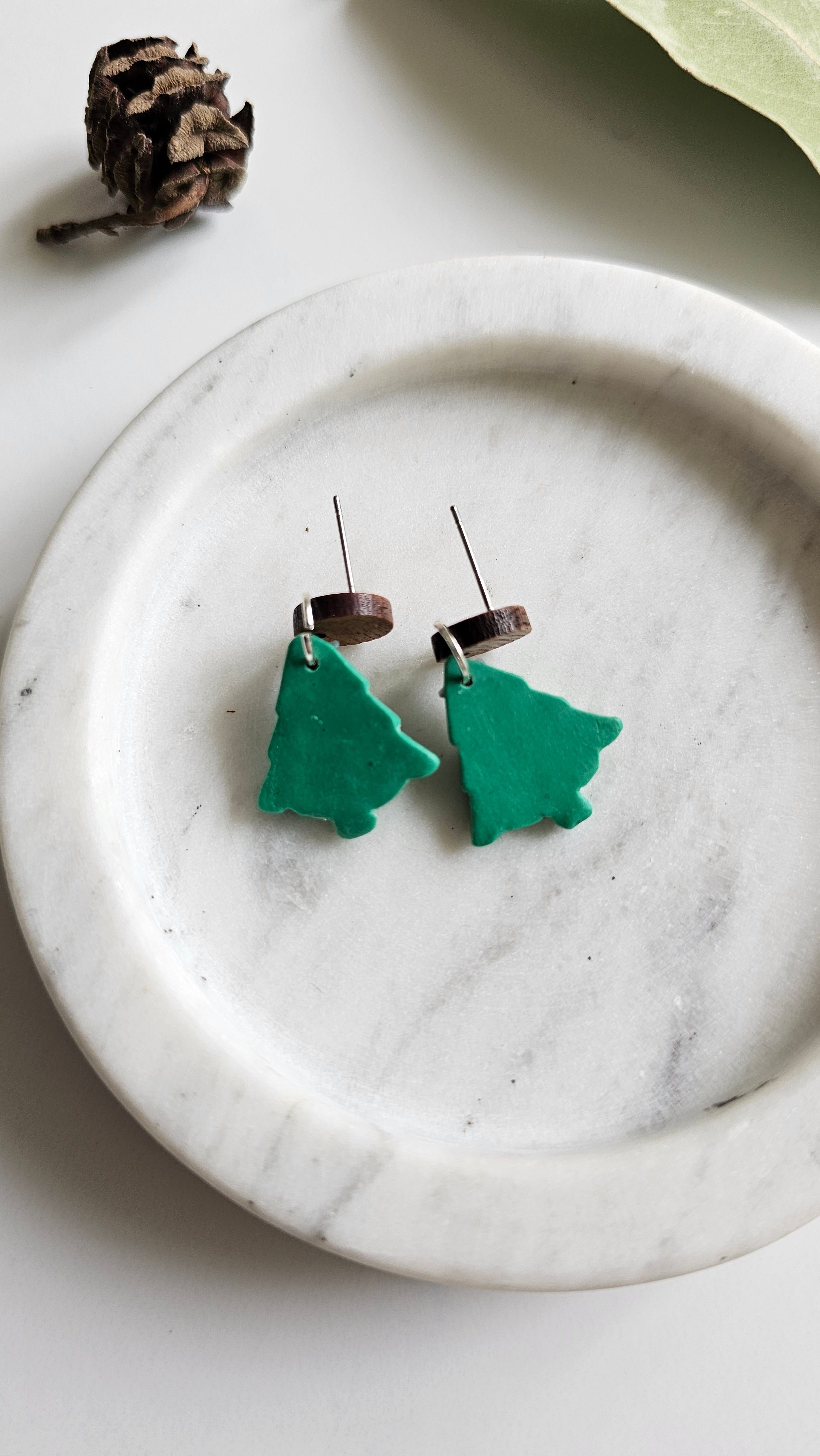 Australian Native Christmas Tree Earrings , Polymer Clay Handmade Jewelry.