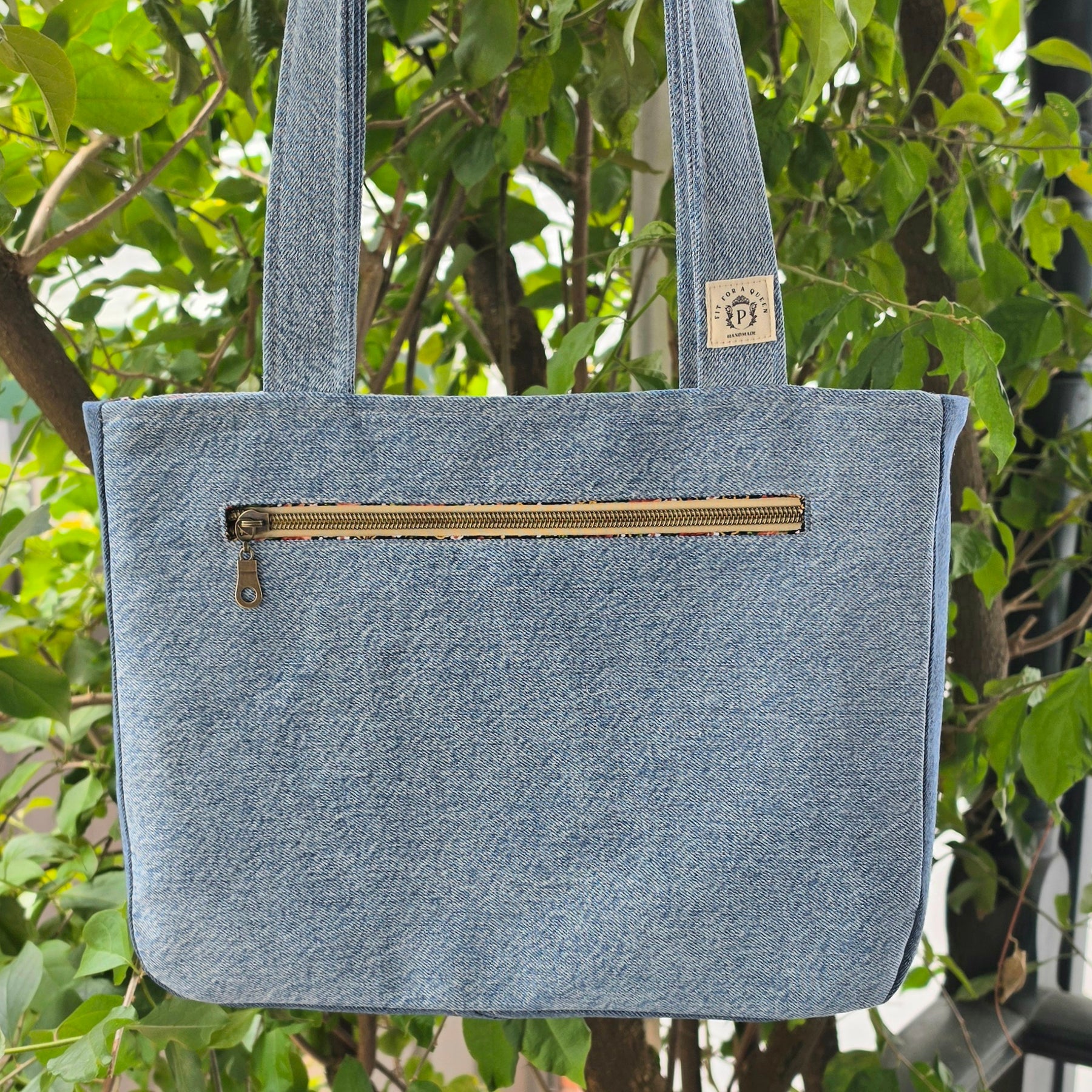 Upcycled Handbag- Scrap Denim Jeans & Pre-loved Fabrics