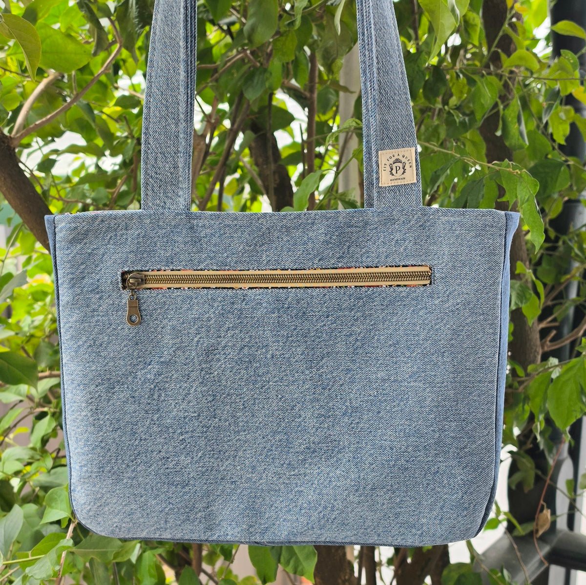 Upcycled Handbag- Scrap Denim Jeans & Pre-loved Fabrics