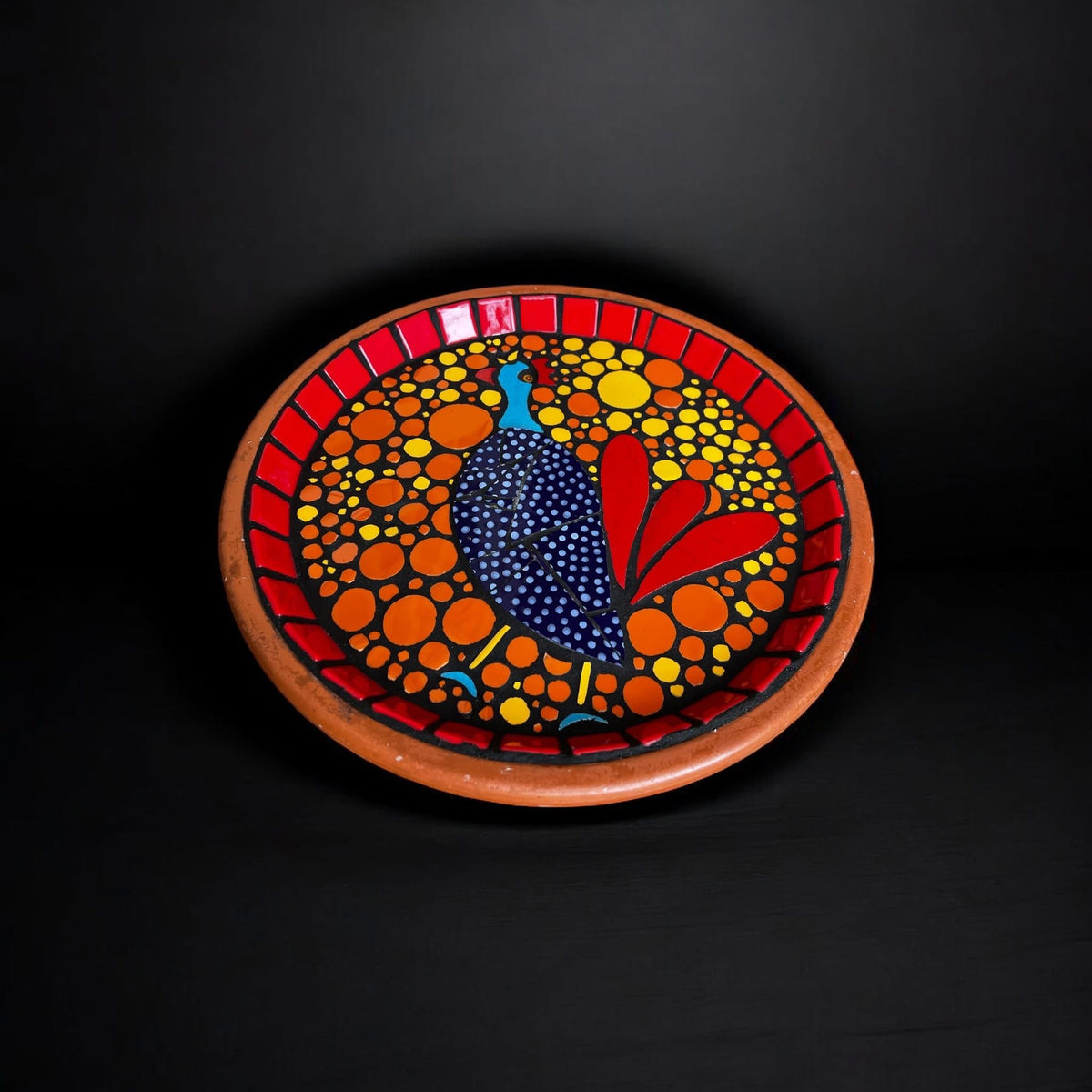 Mosaic Birdbath. Rooster.