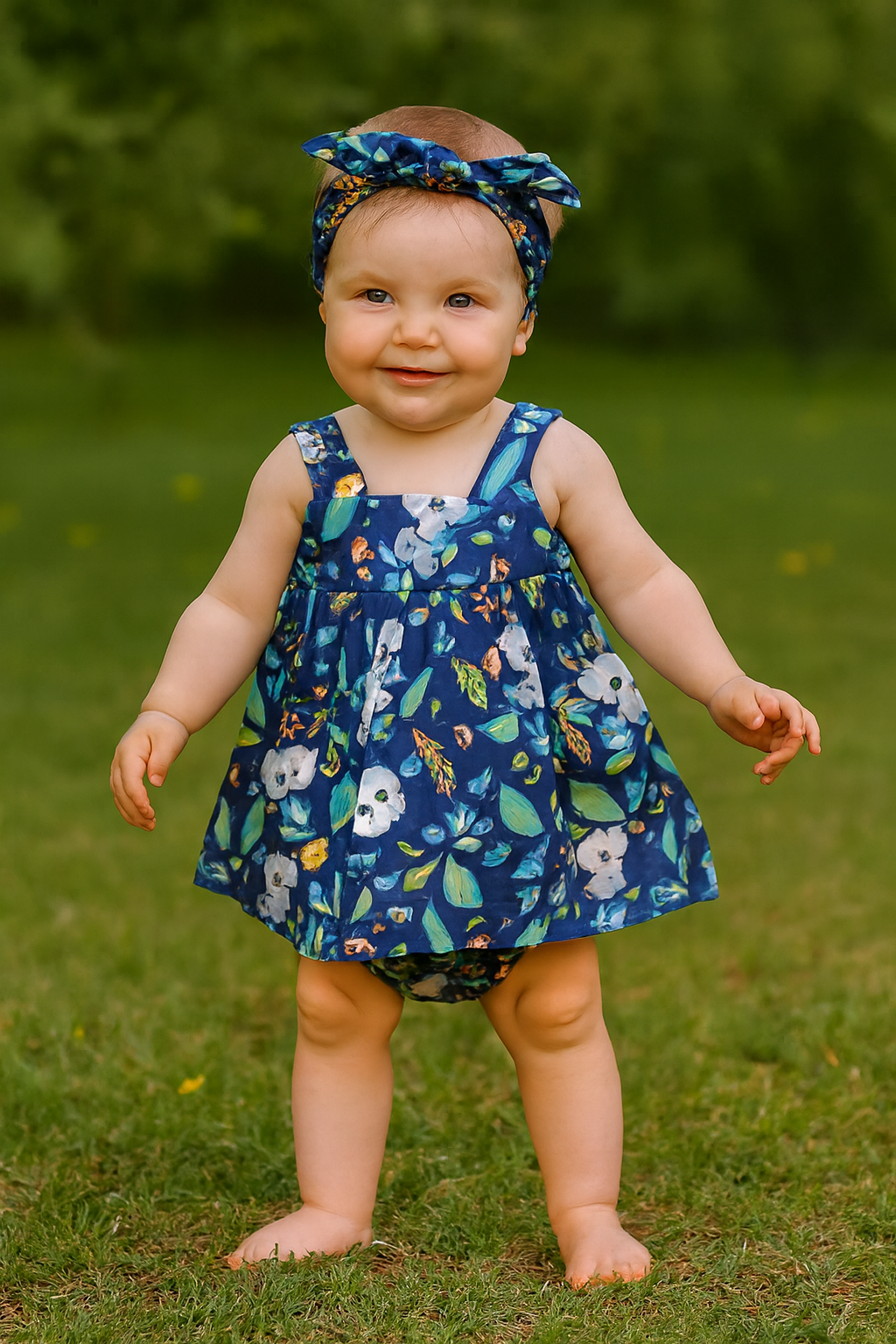 "Koala Capers" Dress, Bloomers & Bow - Size 9-12 Months