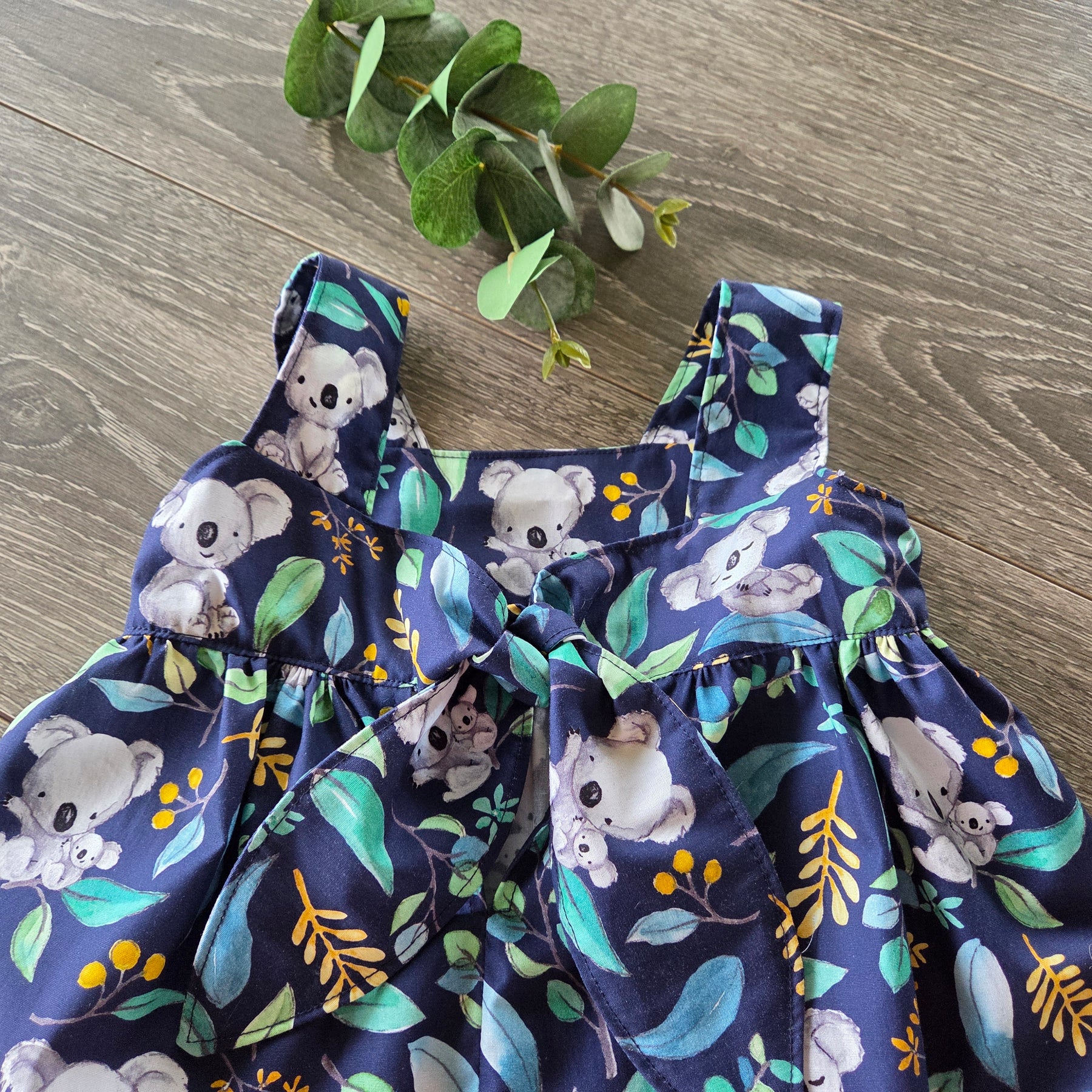 "Koala Capers" Dress, Bloomers & Bow - Size 9-12 Months