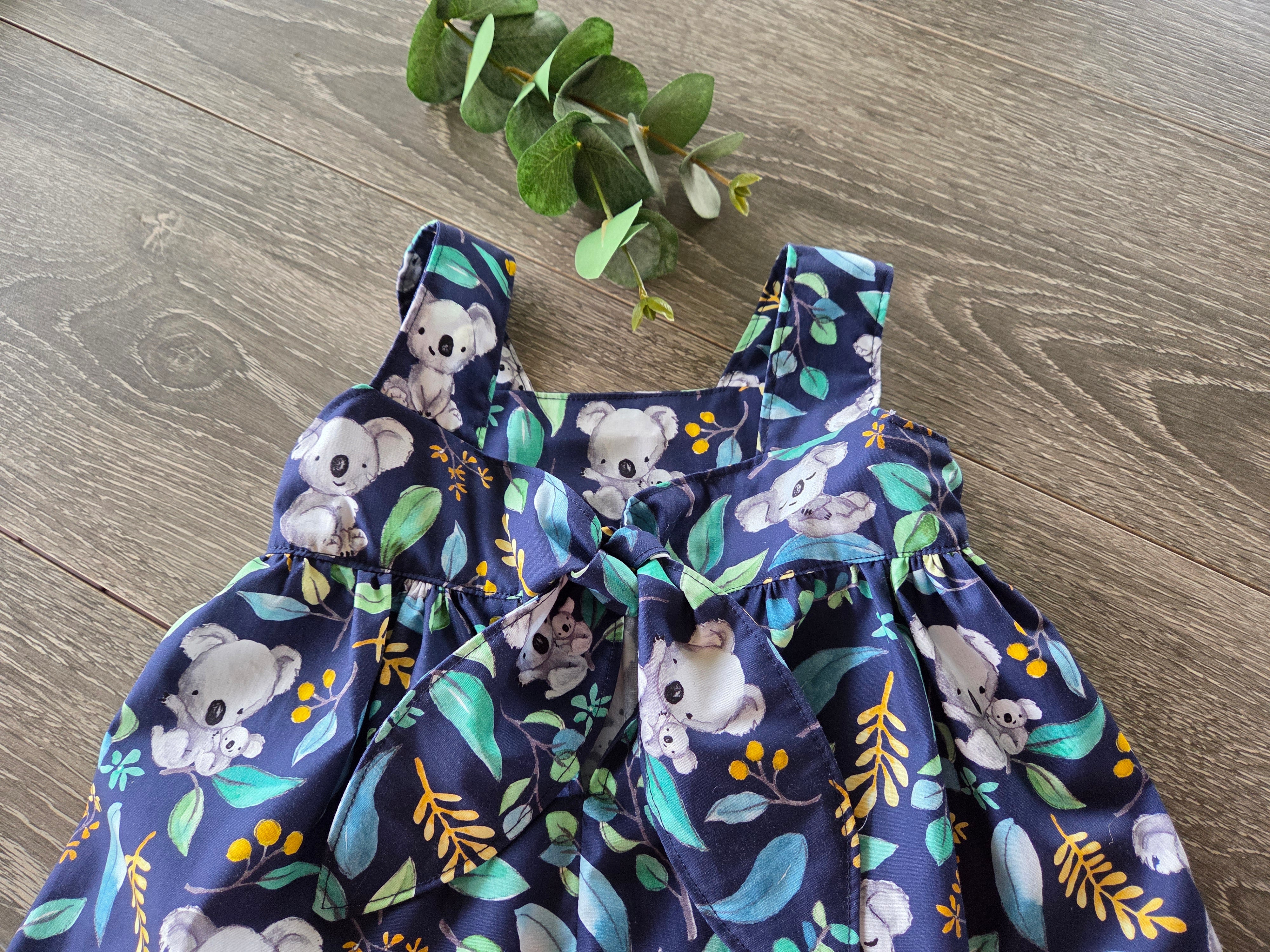 "Koala Capers" Dress, Bloomers & Bow - Size 9-12 Months