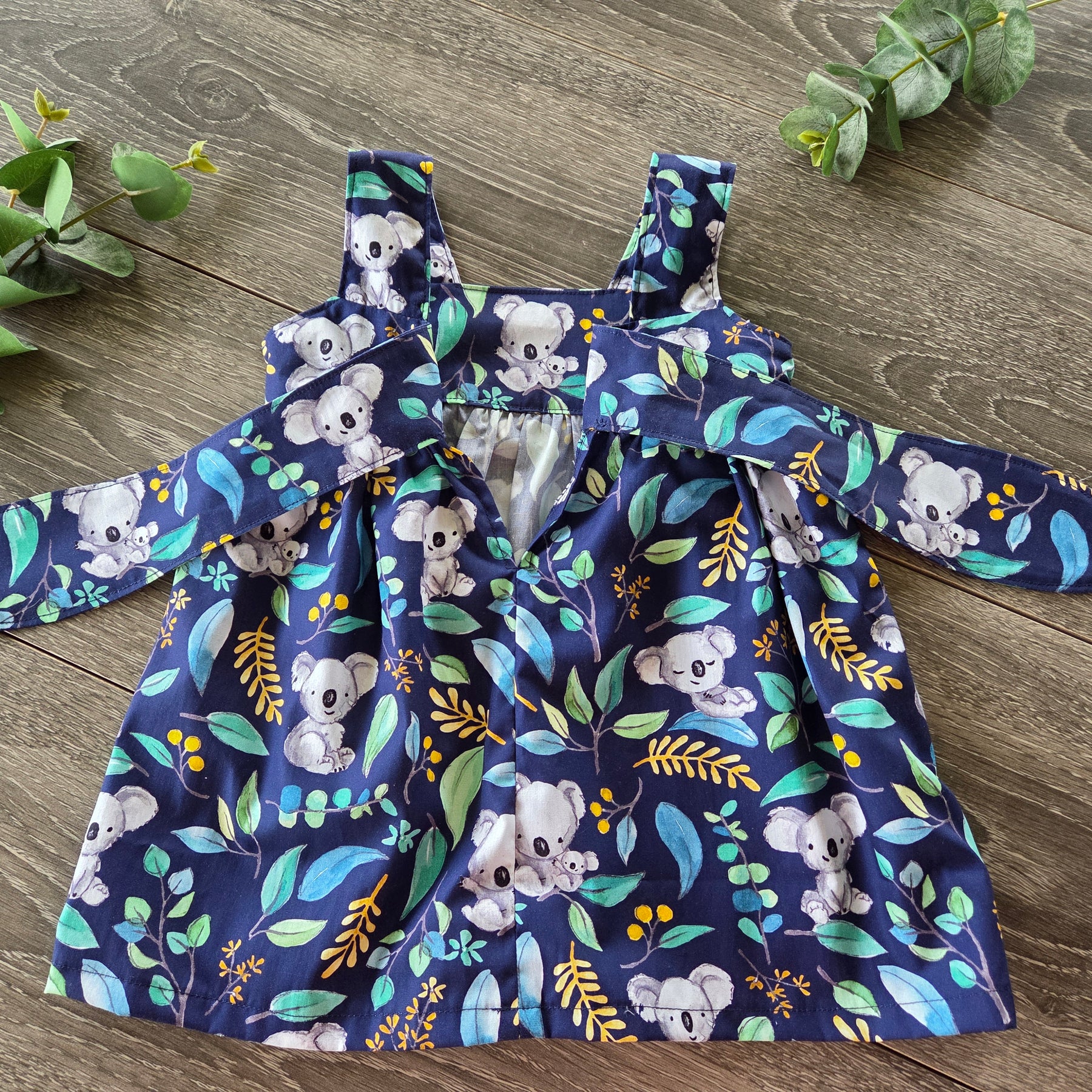 "Koala Capers" Dress, Bloomers & Bow - Size 9-12 Months