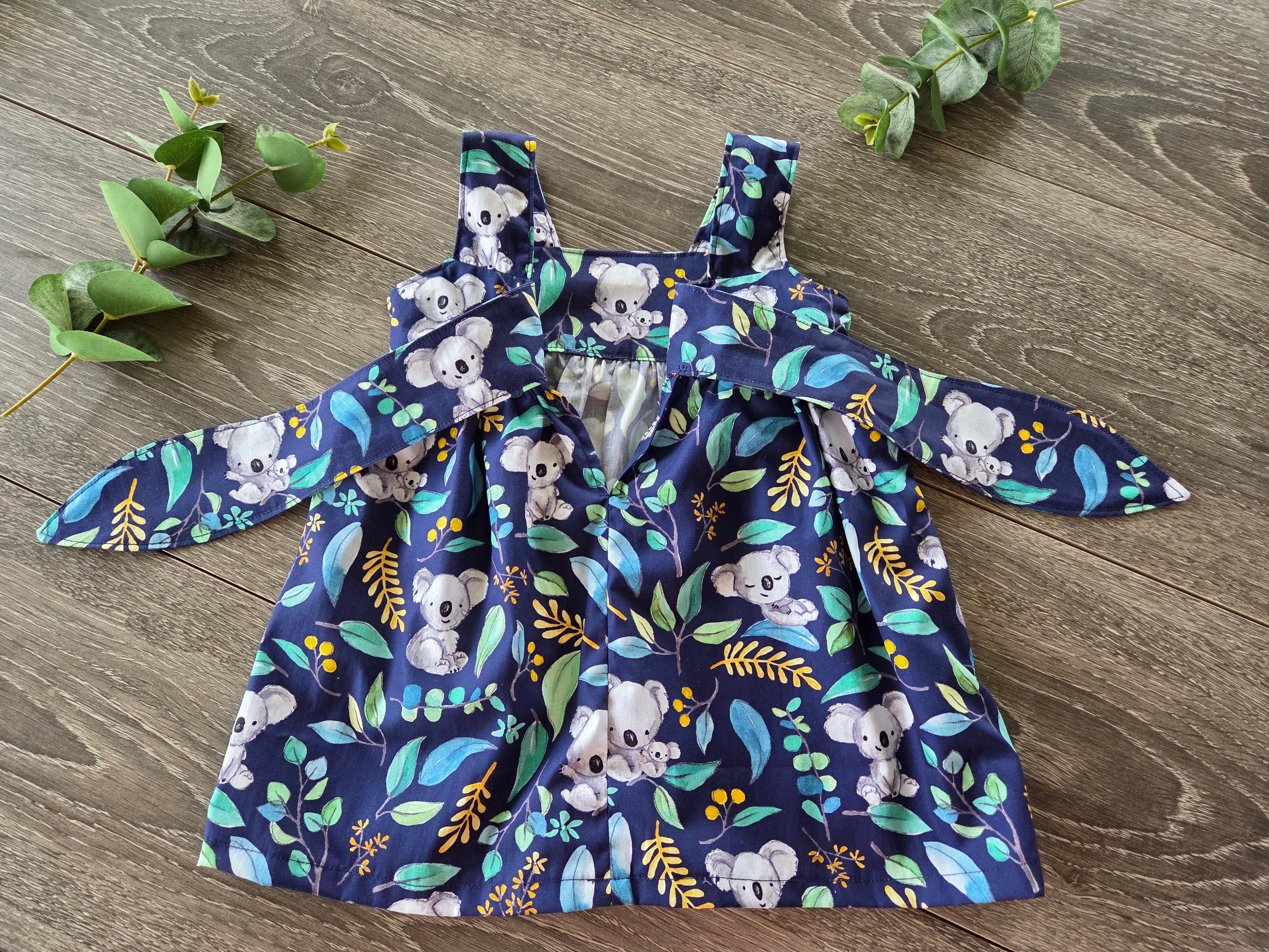 "Koala Capers" Dress, Bloomers & Bow - Size 9-12 Months