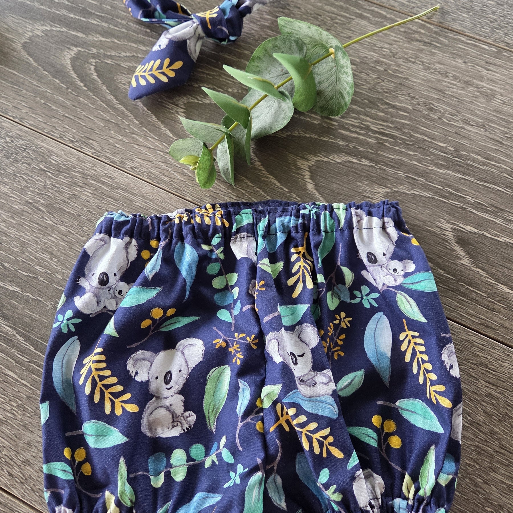 "Koala Capers" Dress, Bloomers & Bow - Size 9-12 Months