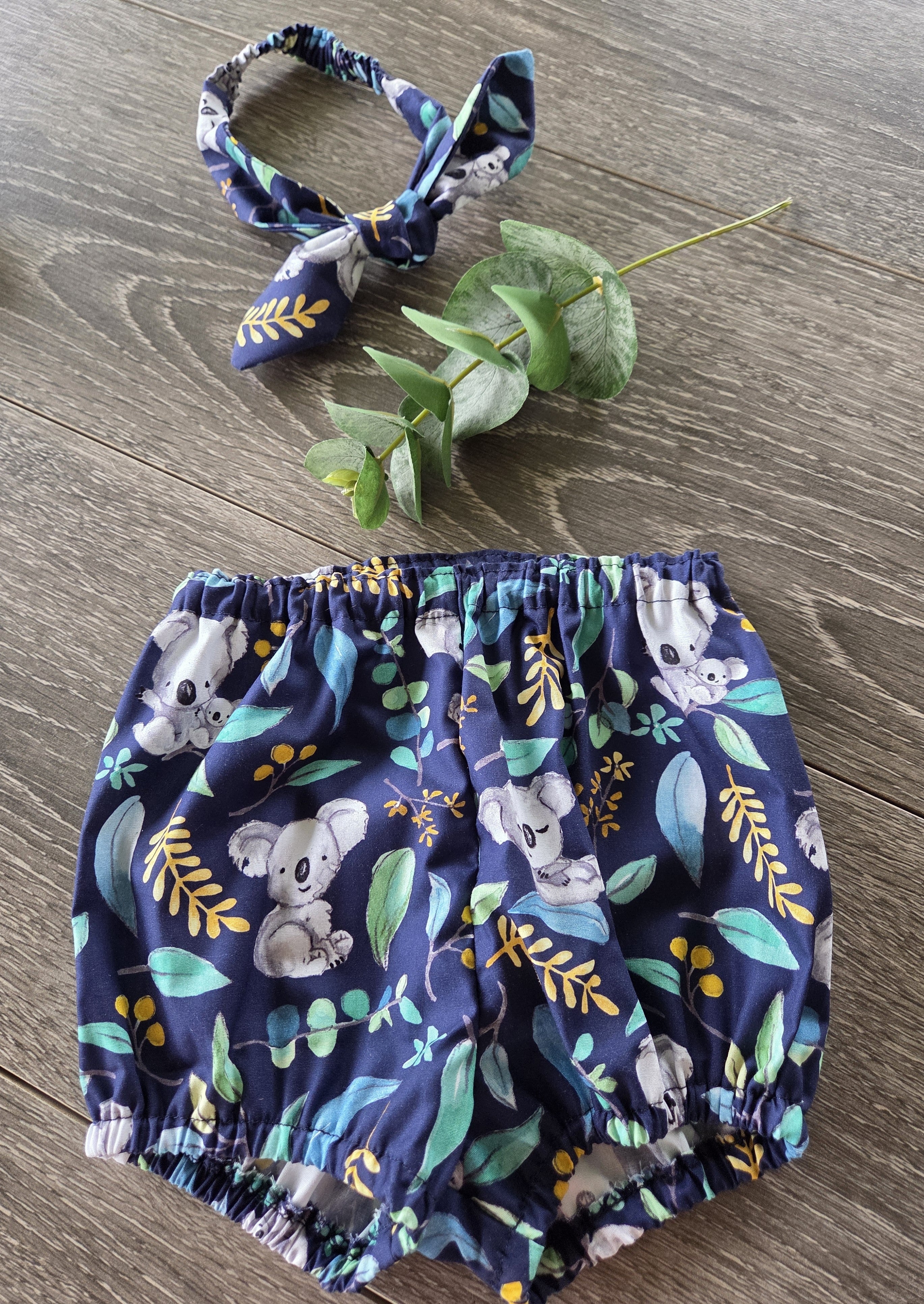 "Koala Capers" Dress, Bloomers & Bow - Size 9-12 Months