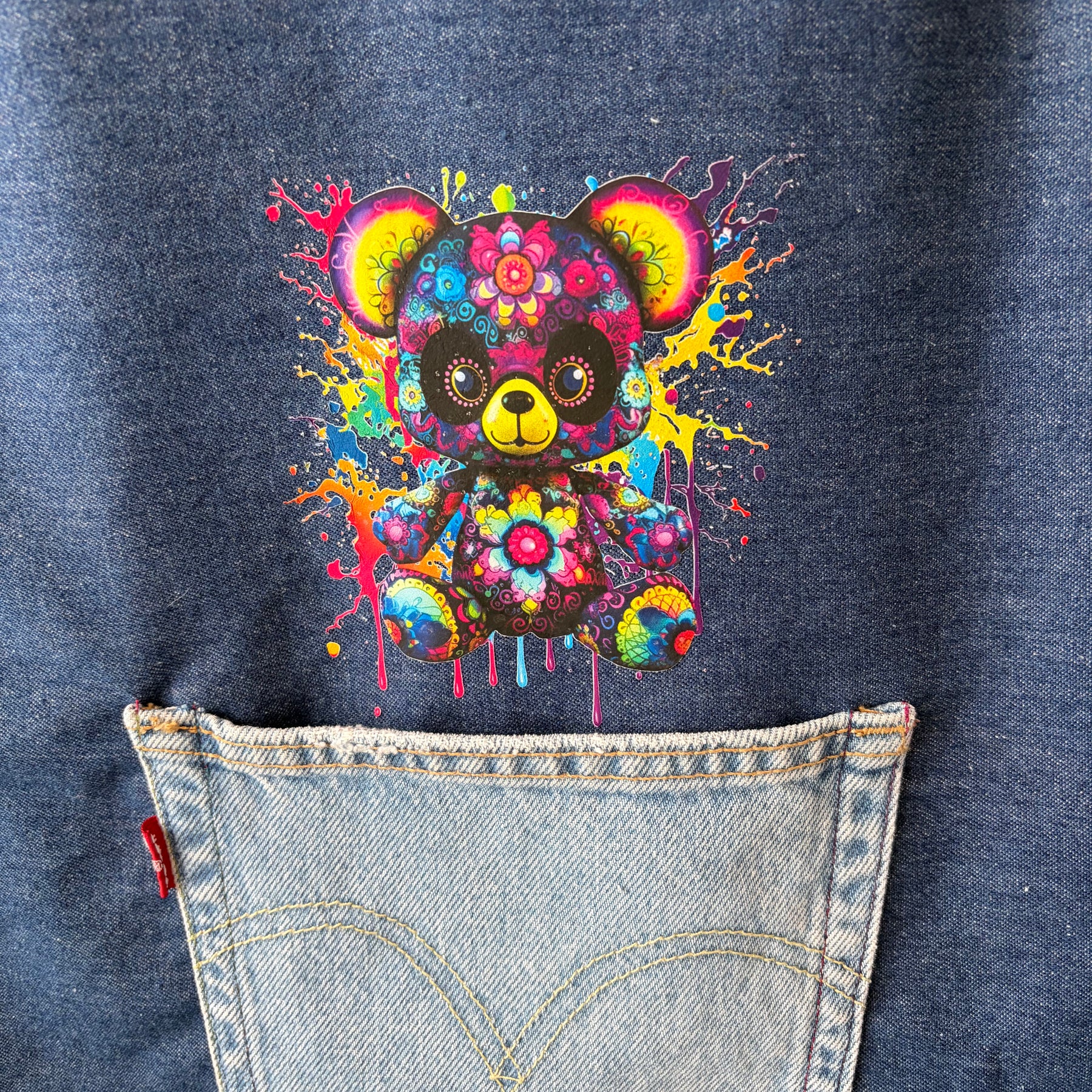 Denim Bear Pinafore Dress 2-3 years