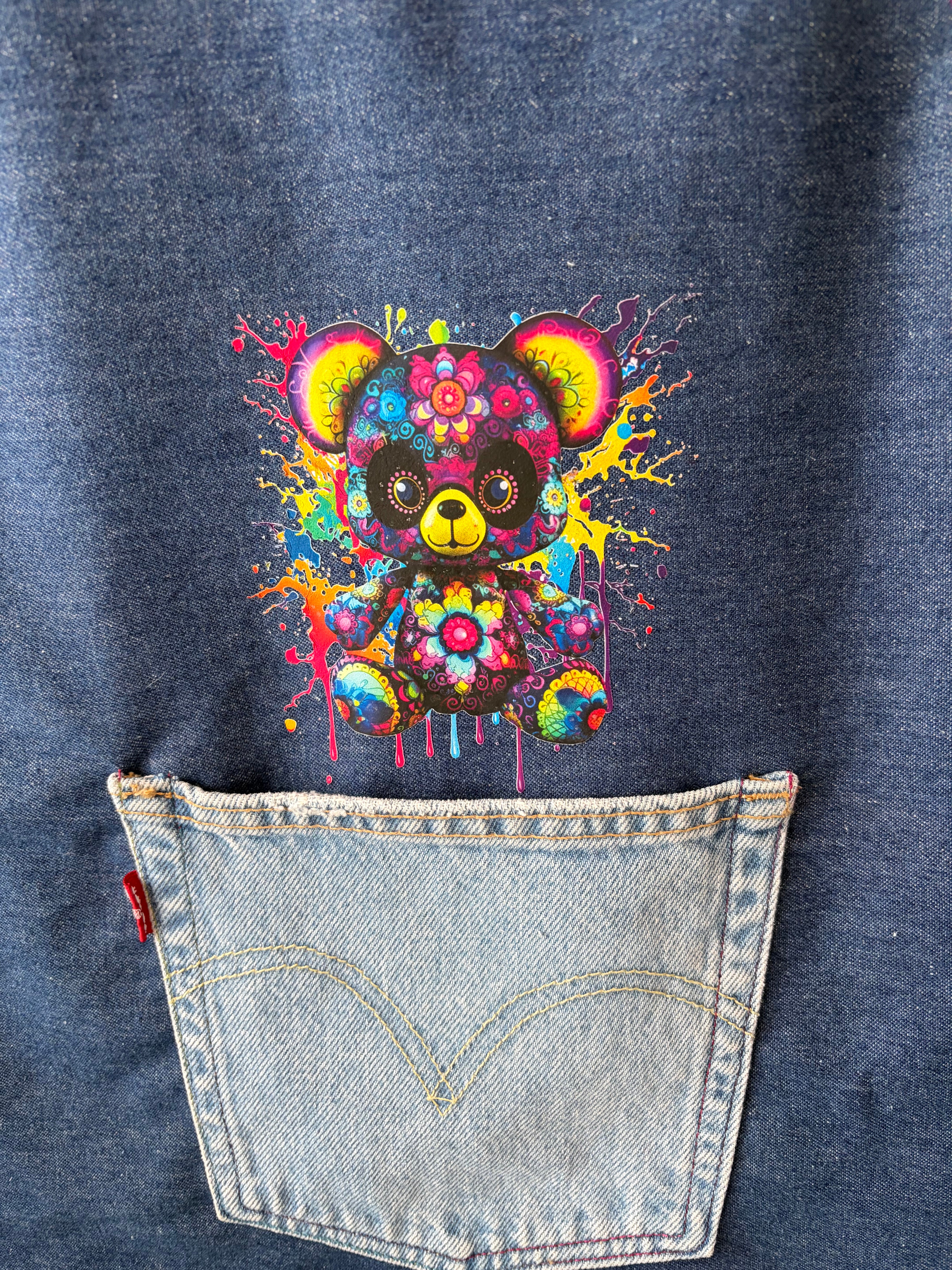 Denim Bear Pinafore Dress 2-3 years