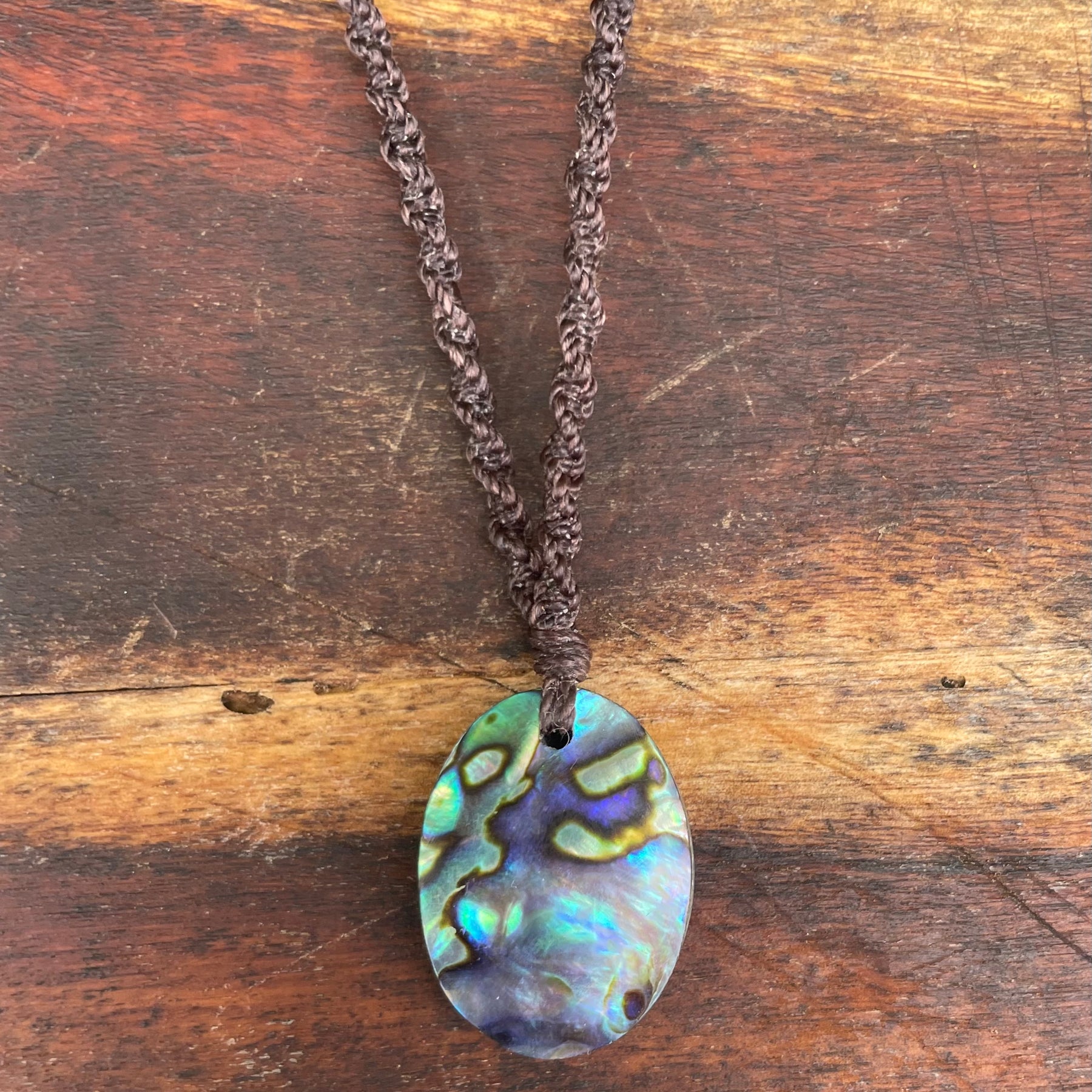 Abalone Shell Pendant, Macrame necklace adjustable, boho