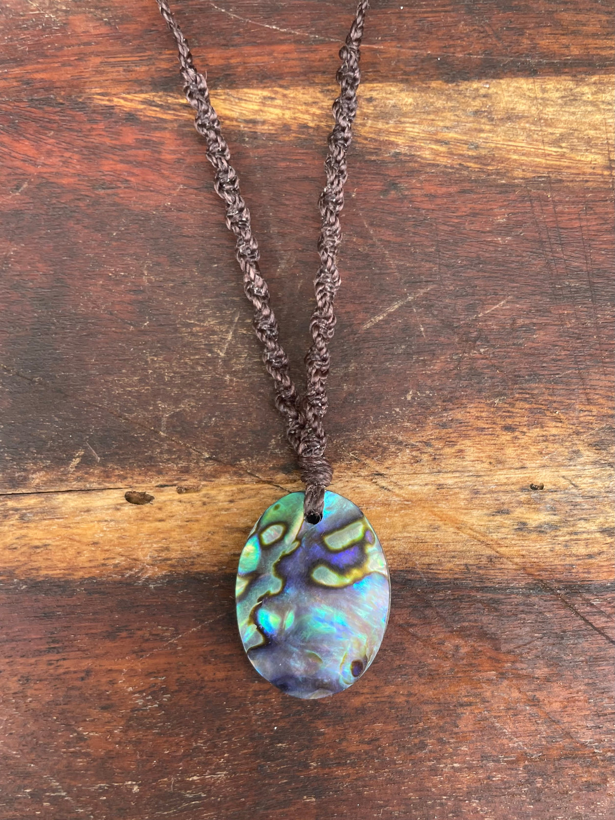 Abalone Shell Pendant, Macrame necklace adjustable, boho