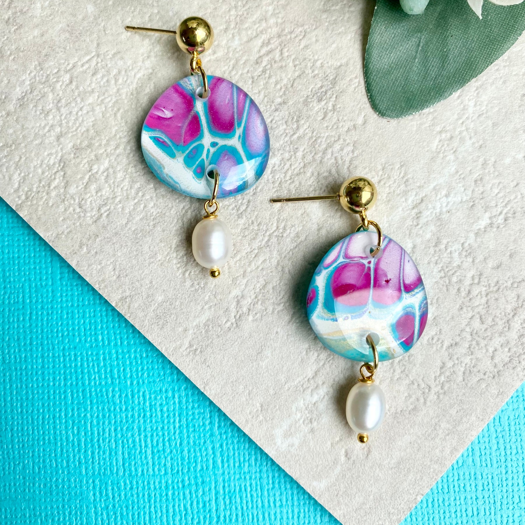 Artisan Freshwater Pearls and Original Art Earrings