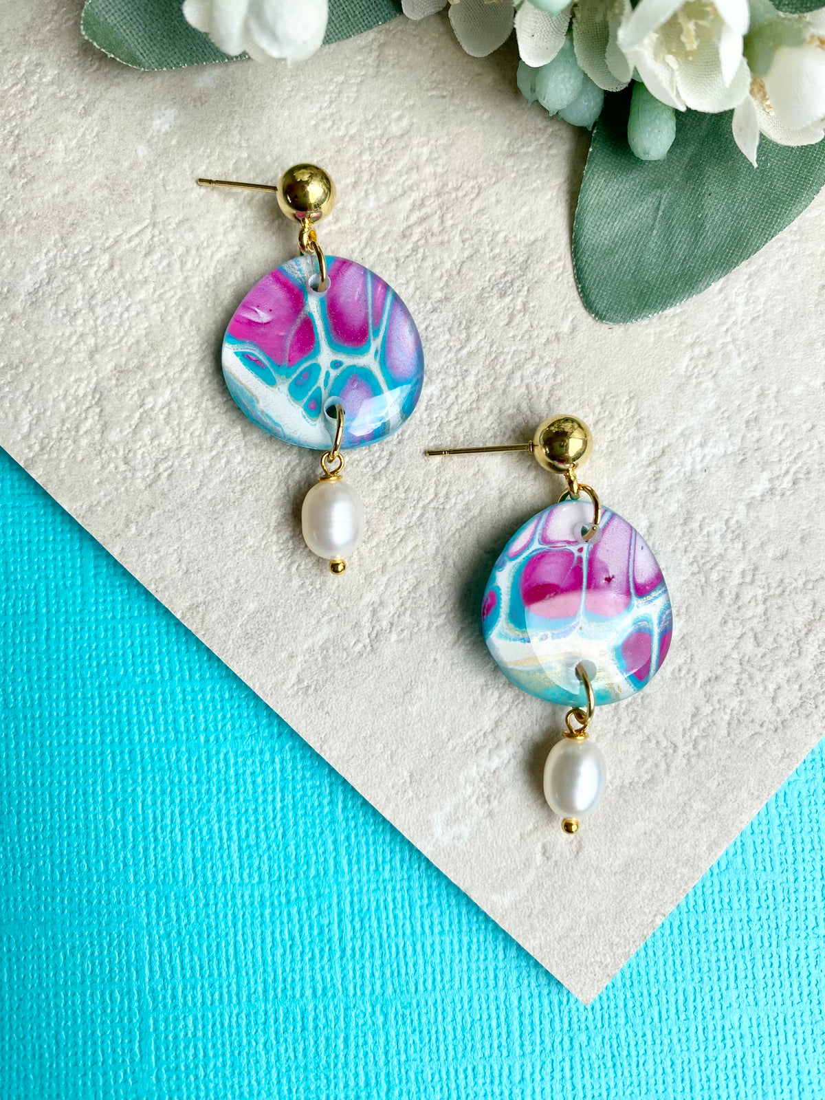 Artisan Freshwater Pearls and Original Art Earrings