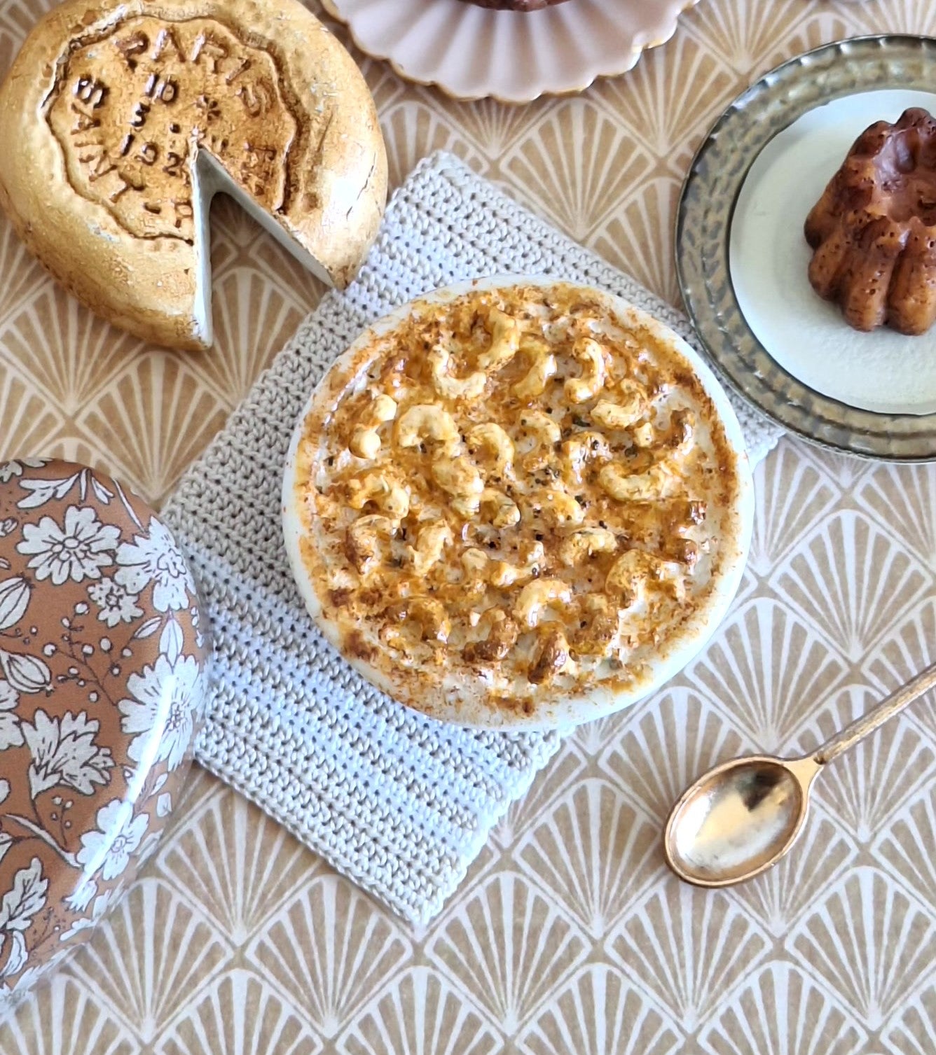 Baked Macaroni and Cheese (with metal serving spoon)