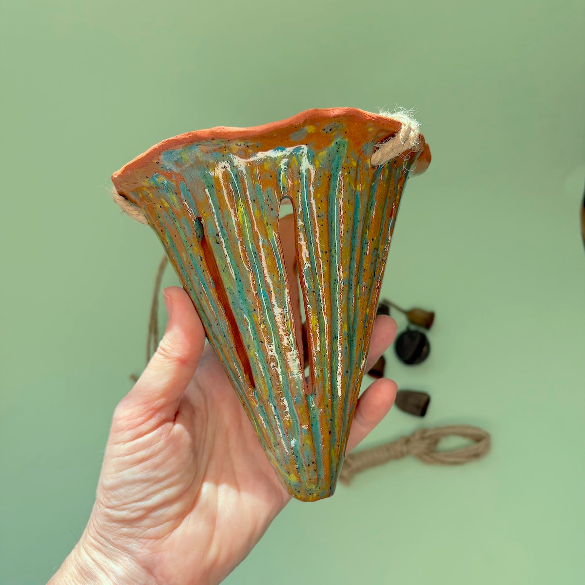 Ceramic hanging cone orchid pot