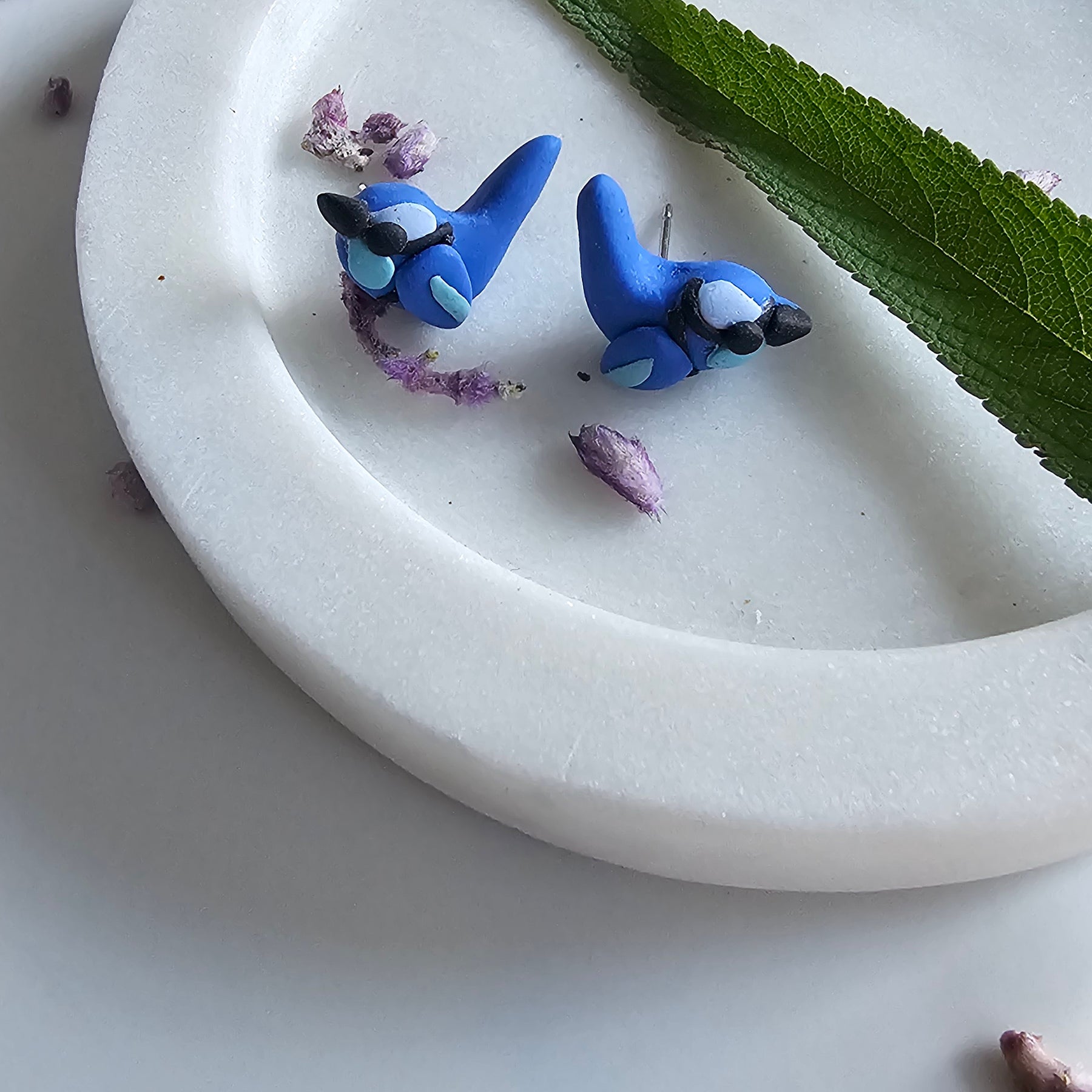 Splendid Fairy Wren Stud Earrings , Handmade Bird Jewelry, Mini Birds.