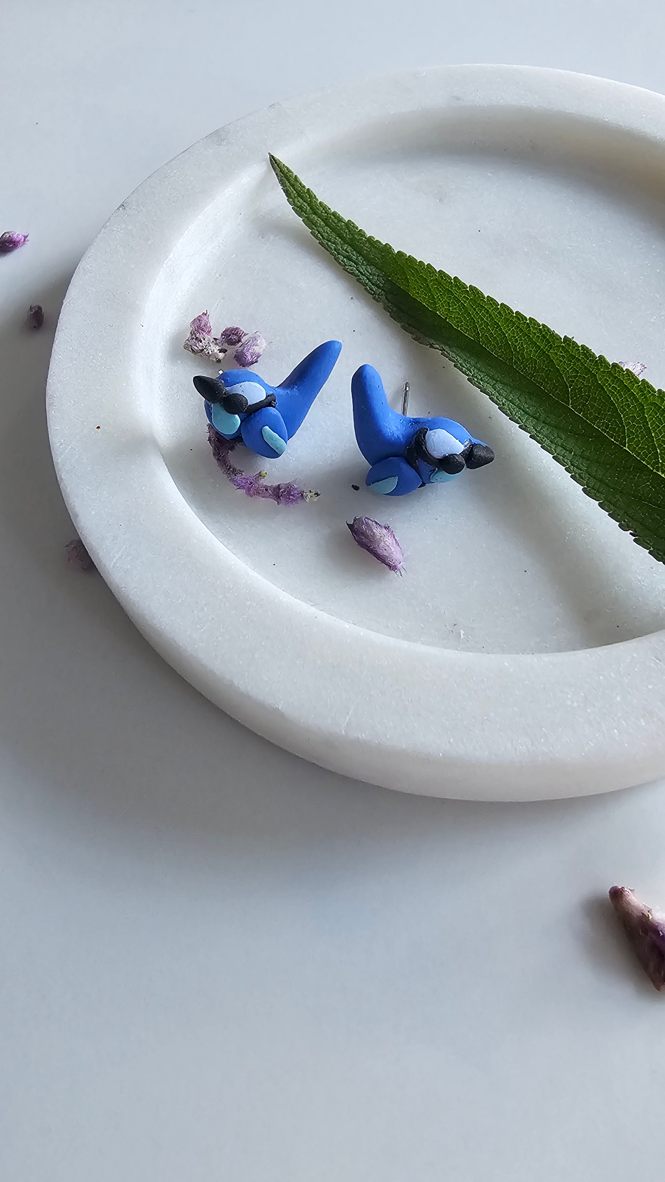 Splendid Fairy Wren Stud Earrings , Handmade Bird Jewelry, Mini Birds.