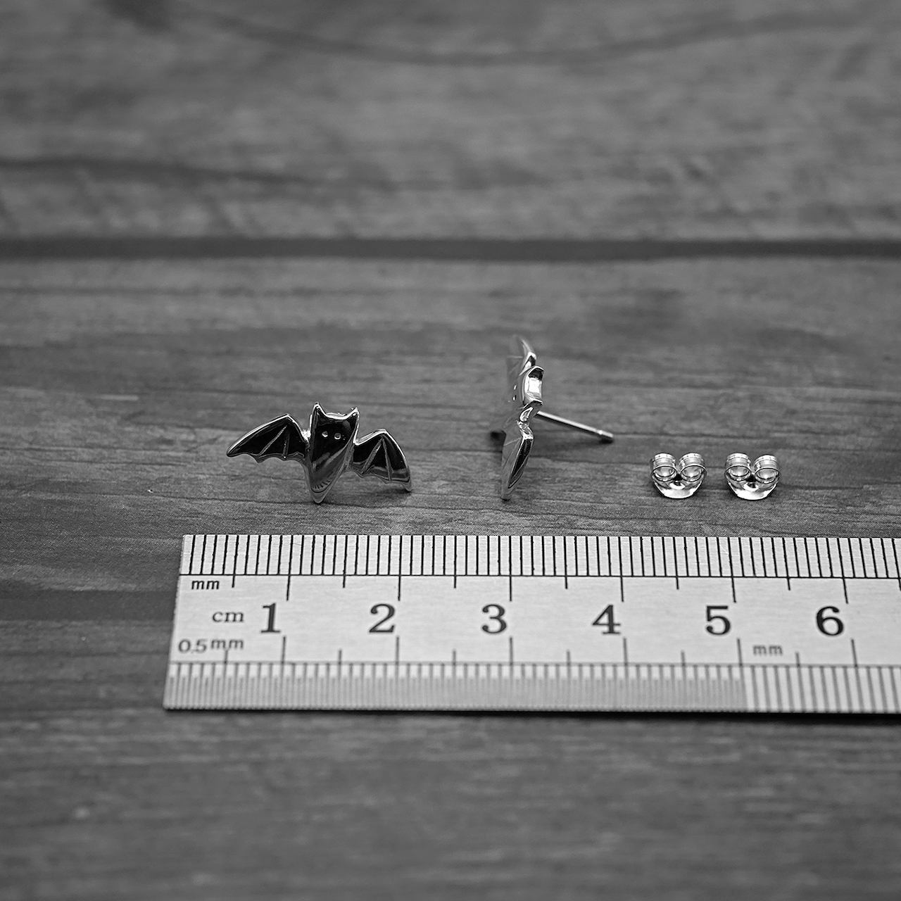 Bat Studs - Handmade Sterling Silver Halloween Stud Earrings