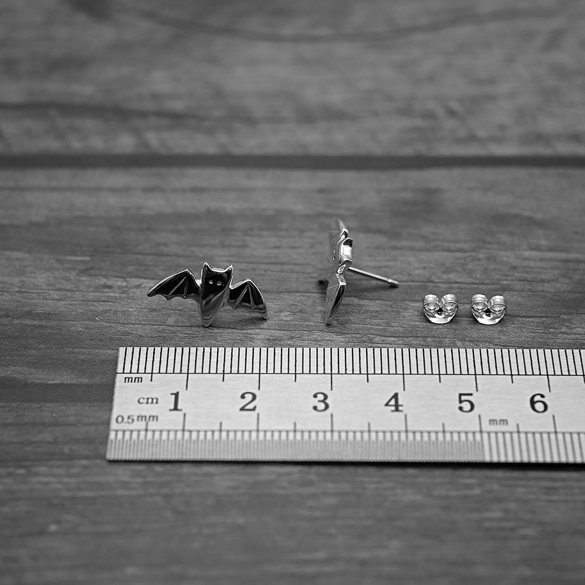 Bat Studs - Handmade Sterling Silver Halloween Stud Earrings