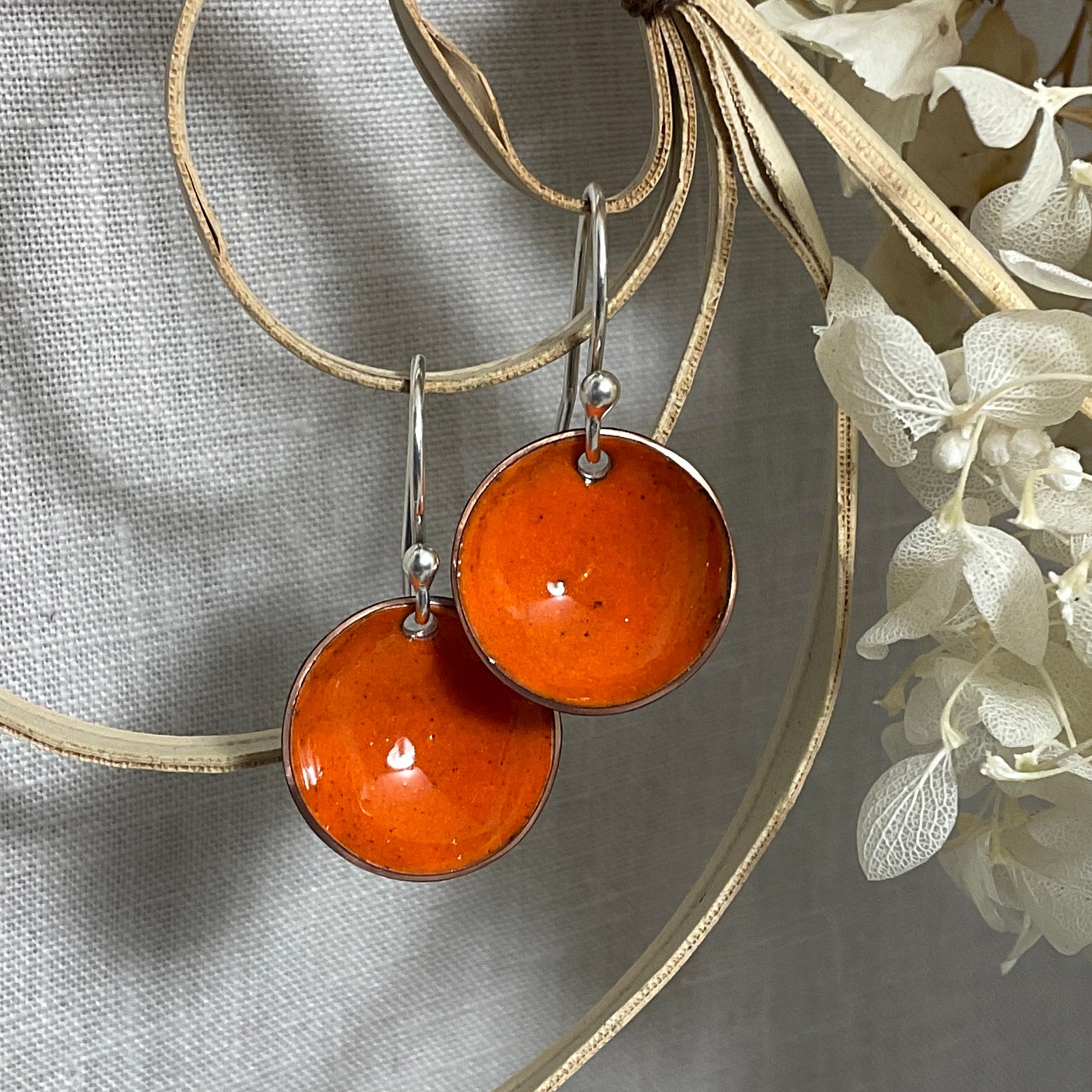 Everyday Earrings. Red and orange tones