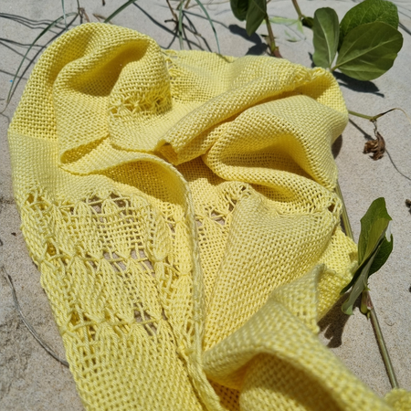 'Beyond the plain weave' collection yellow cotton scarf