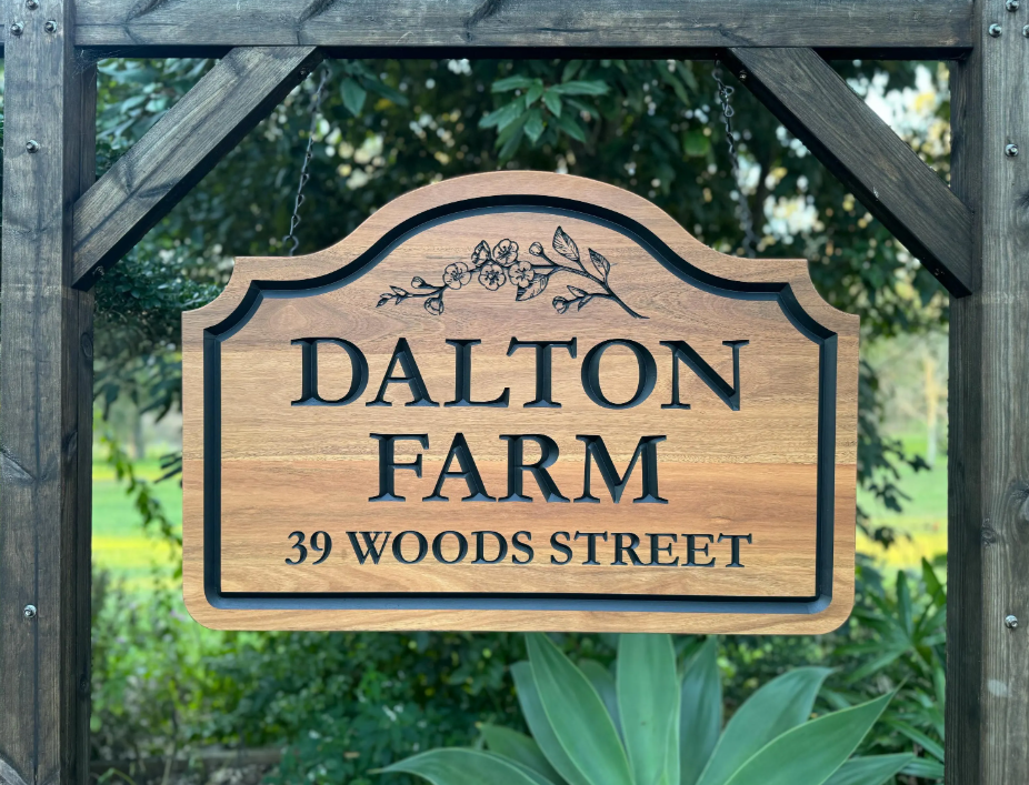 Custom Country Farm Entrance Sign in Solid Australian Hardwood Suitable for Outdoors