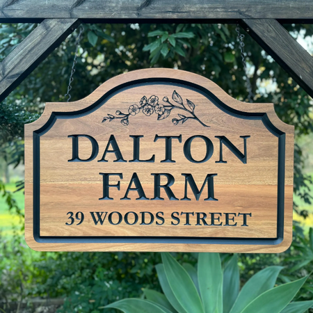 Custom Country Farm Entrance Sign in Solid Australian Hardwood Suitable for Outdoors