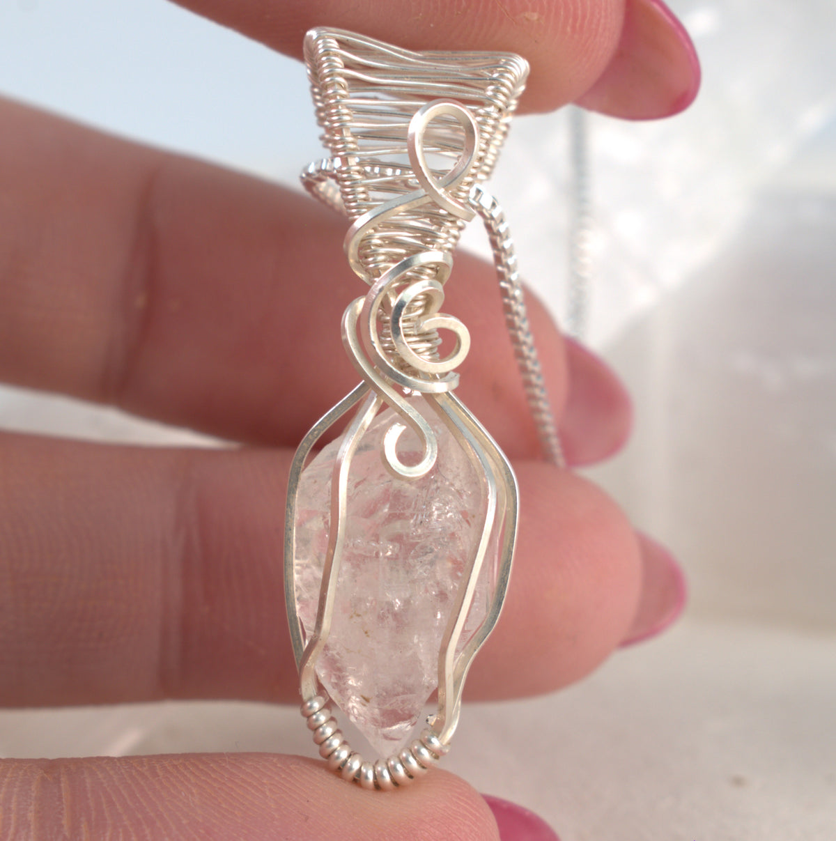 Lucent – Natural Herkimer Diamond Wire Wrapped Pendant