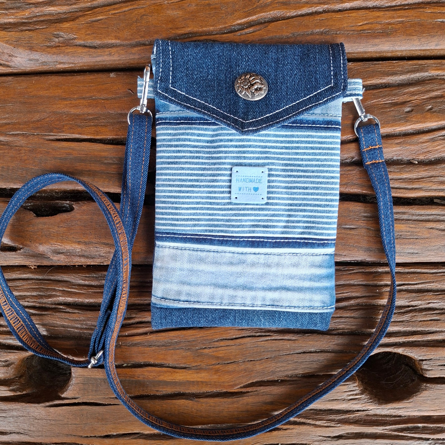 Recycled Denim & Pinstripe and Dark Denim - Mobile Phone or Glasses Case