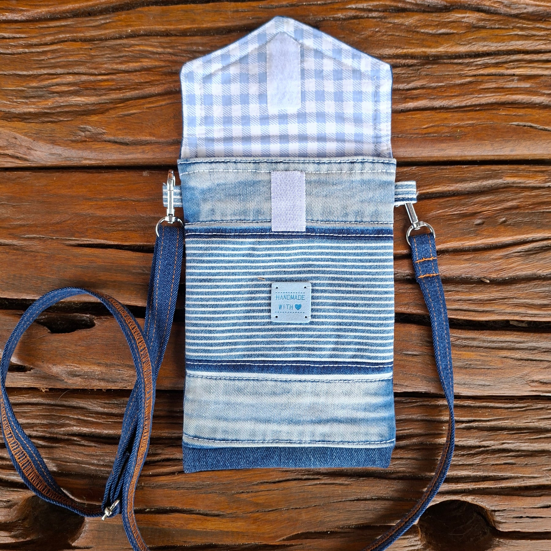 Recycled Denim & Pinstripe and Dark Denim - Mobile Phone or Glasses Case