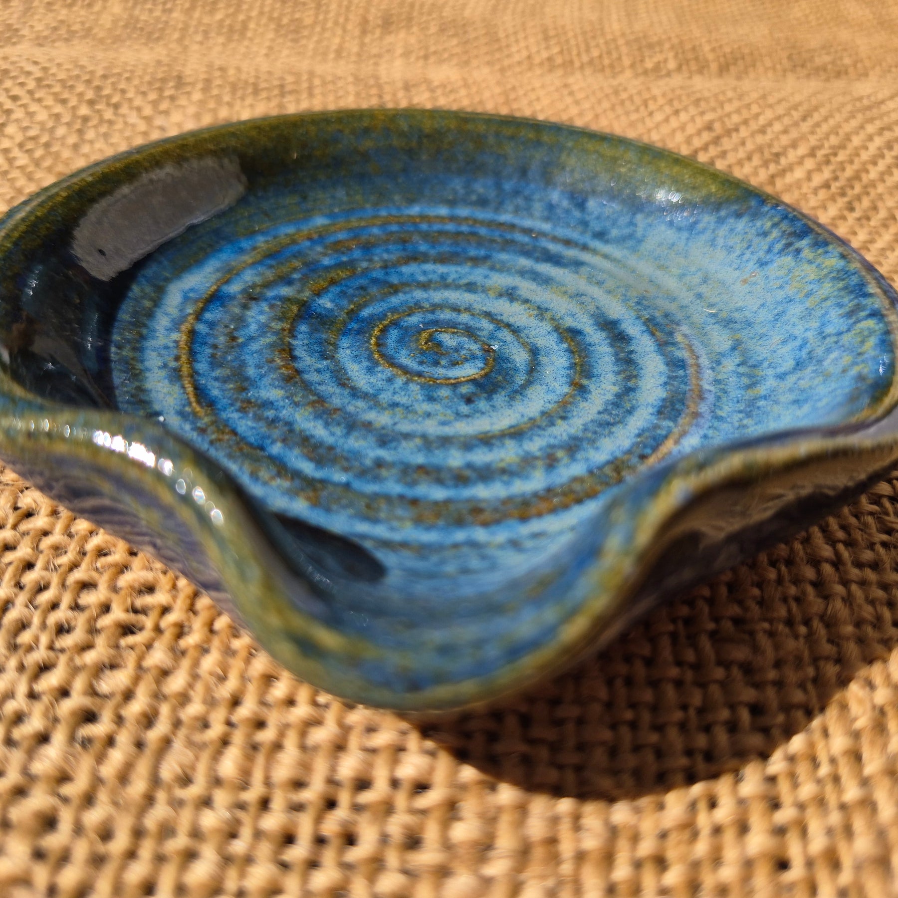Stoneware Spoon Rest: Speckled blue green