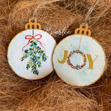 Set of 2 Hand-Painted Christmas Decorations - Unique Ornaments