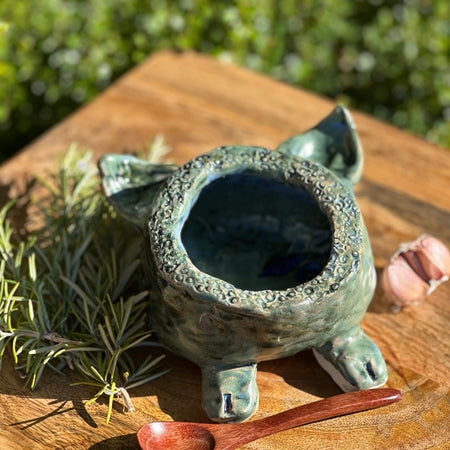 Large Pig Salt Cellar Pot - Ocean