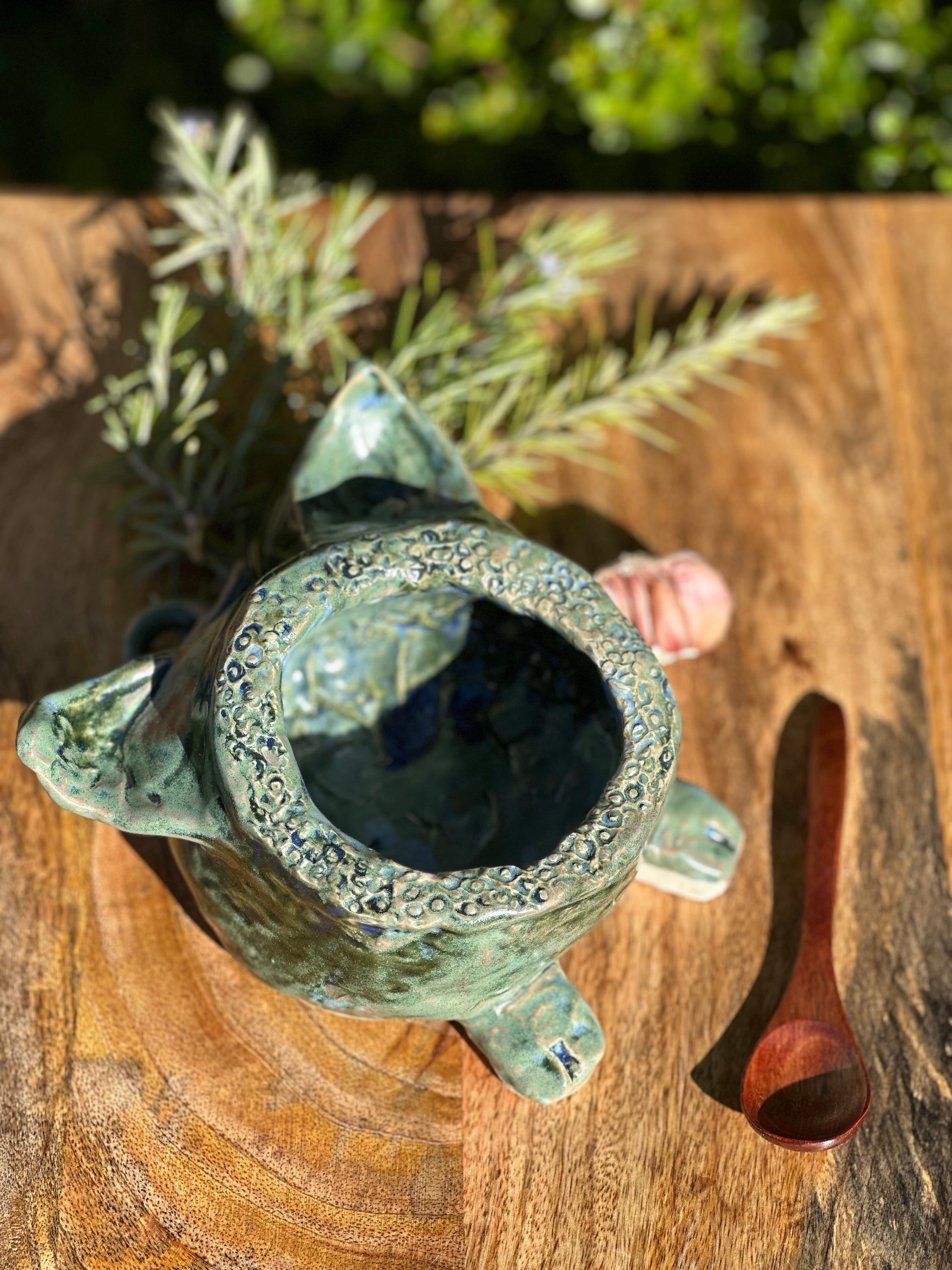 Large Pig Salt Cellar Pot - Ocean