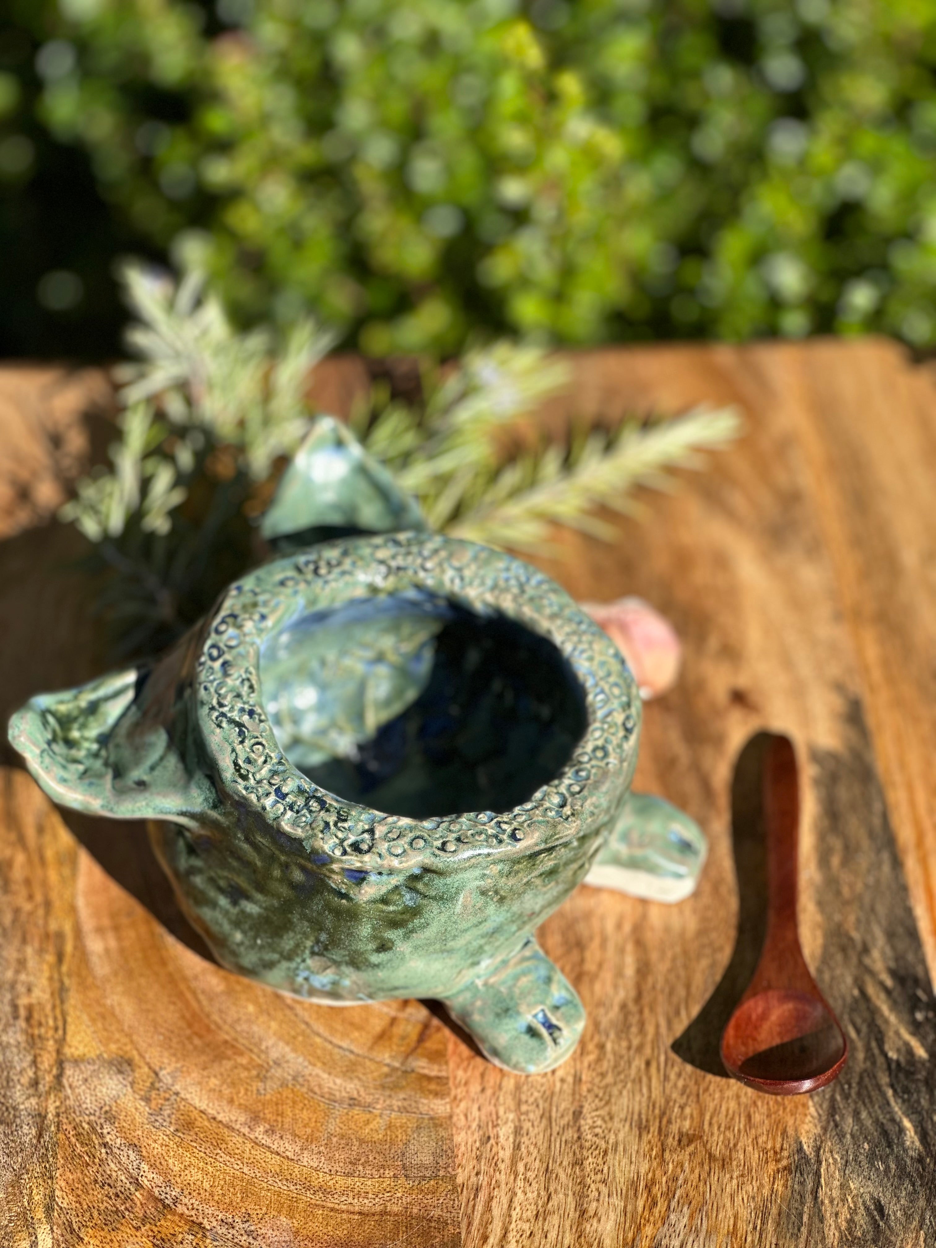 Large Pig Salt Cellar Pot - Ocean