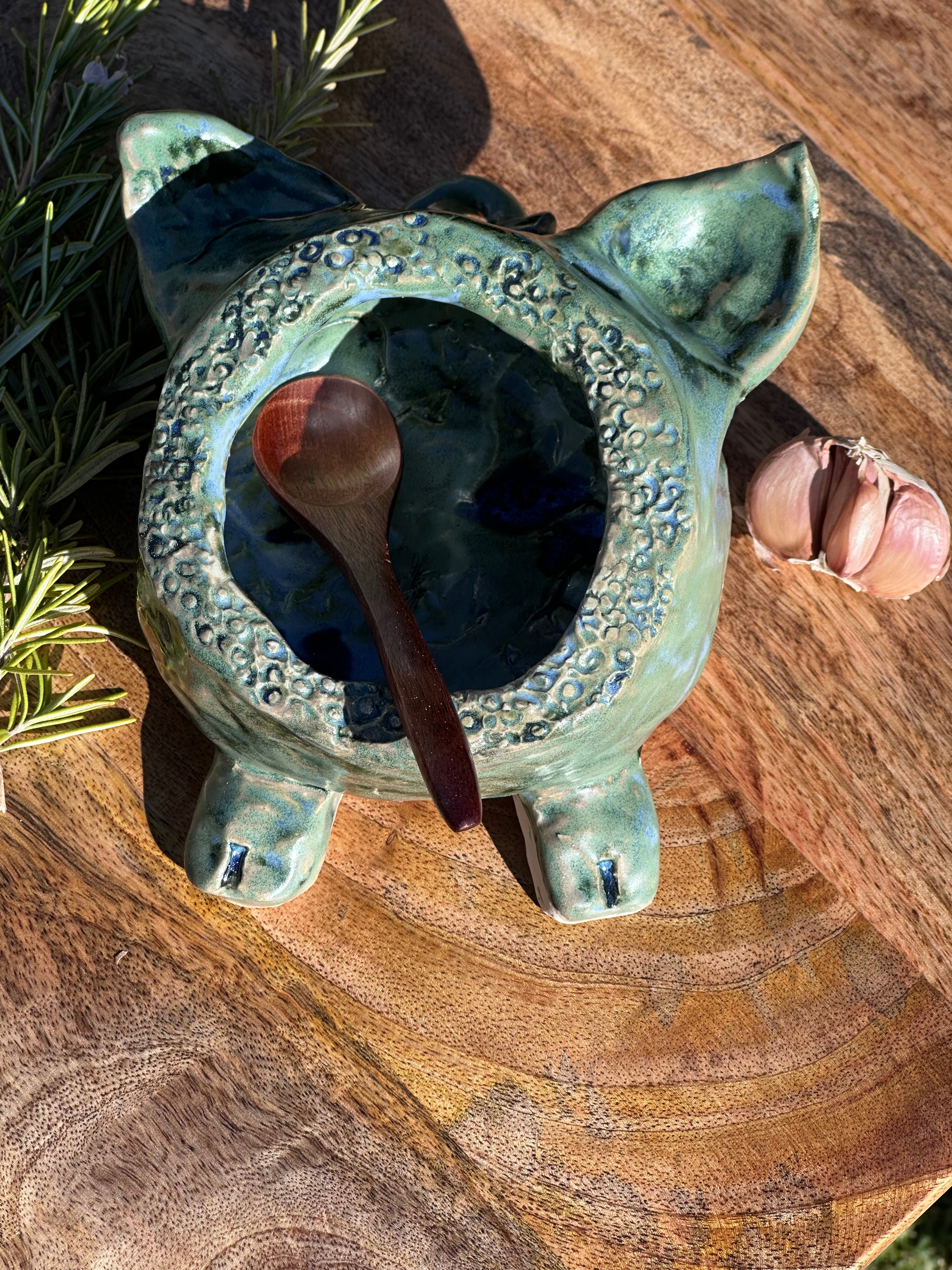 Large Pig Salt Cellar Pot - Ocean