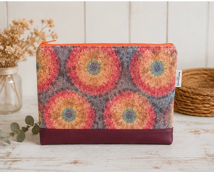 One of a Kind - Handmade Mandala Cosmetic and Accessory Pouch - Faux Cork