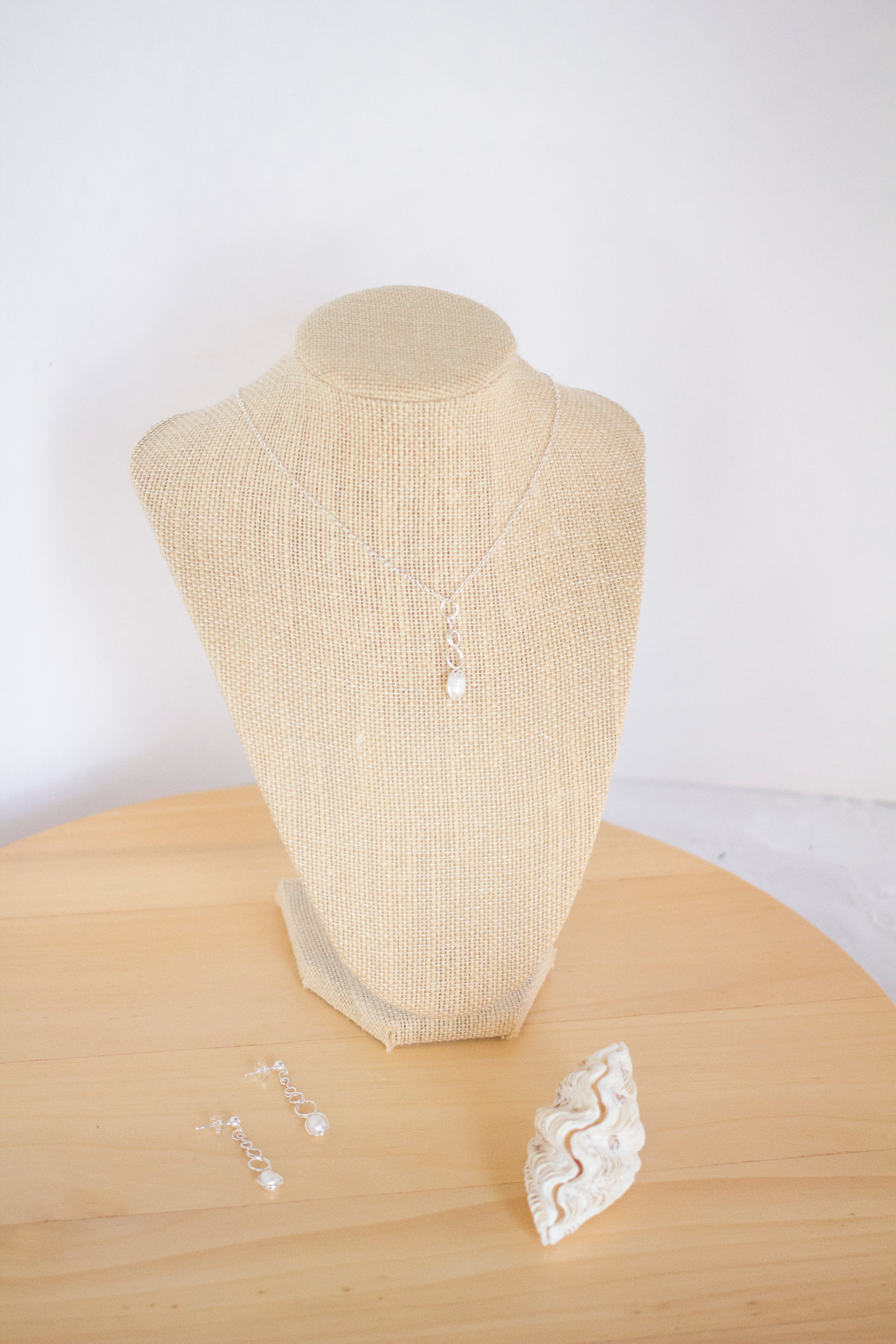 White Freshwater Pearl Earrings & Necklace Set