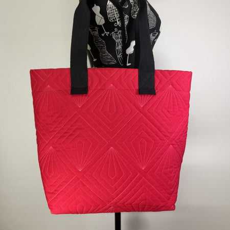 Tote Bag - Quilted Canvas Red - Shopping/Beach/Market/Everyday