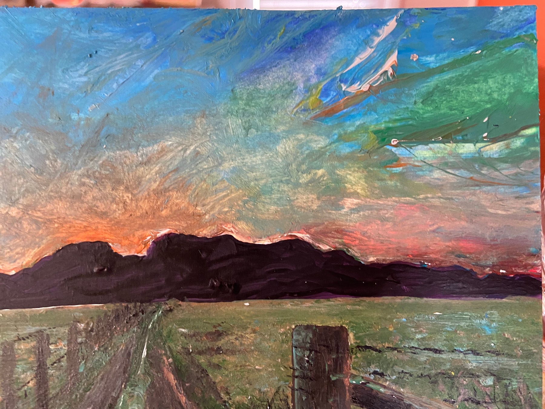 "Near Gloucester" original acrylic on card painting by Margo Humphries