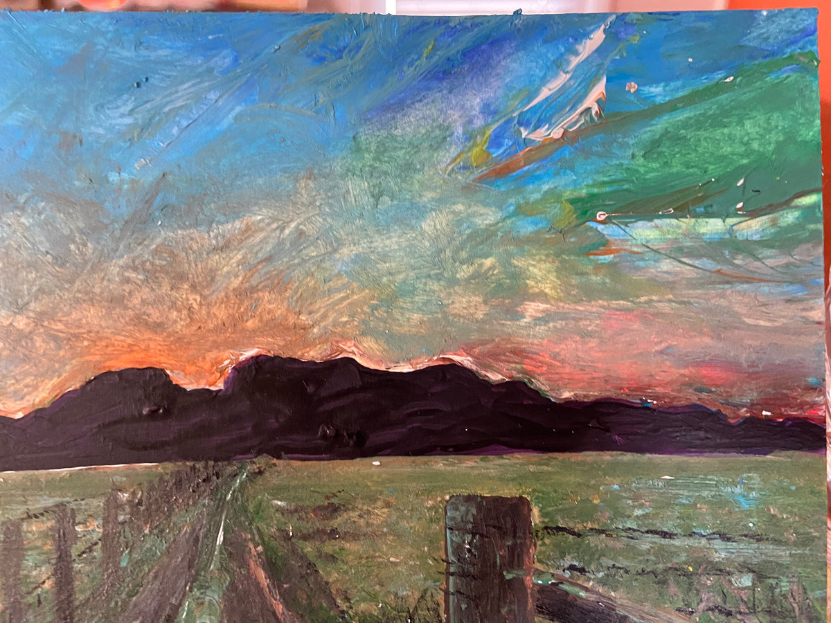 "Near Gloucester" original acrylic on card painting by Margo Humphries