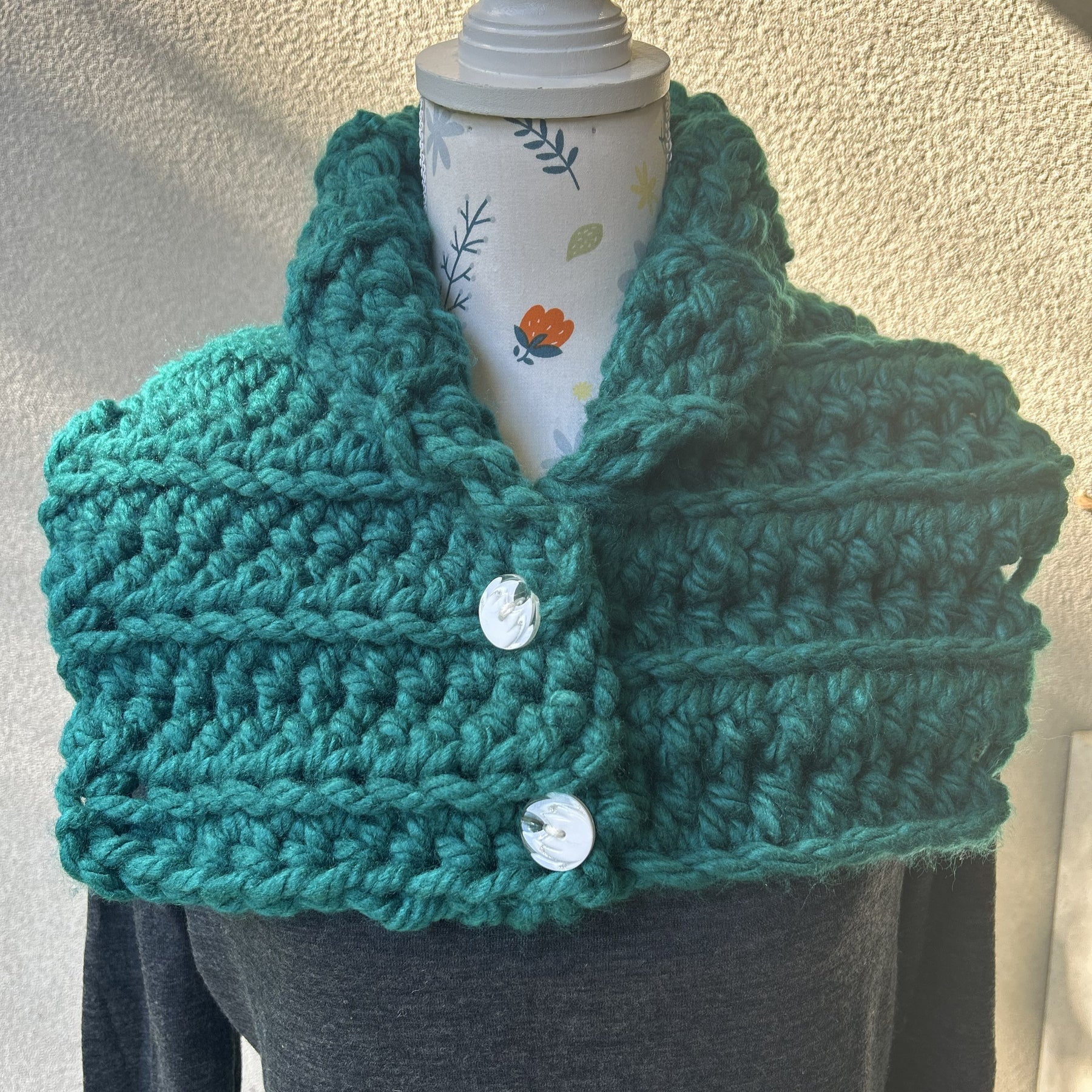 Buttoned Neck Warmer - Teal